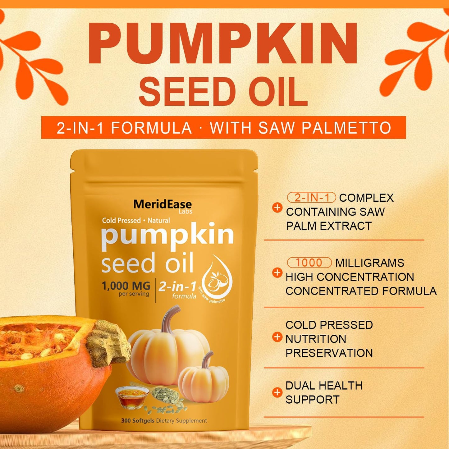 MeridEase Labs Pumpkin Seed Oil Softgels 300