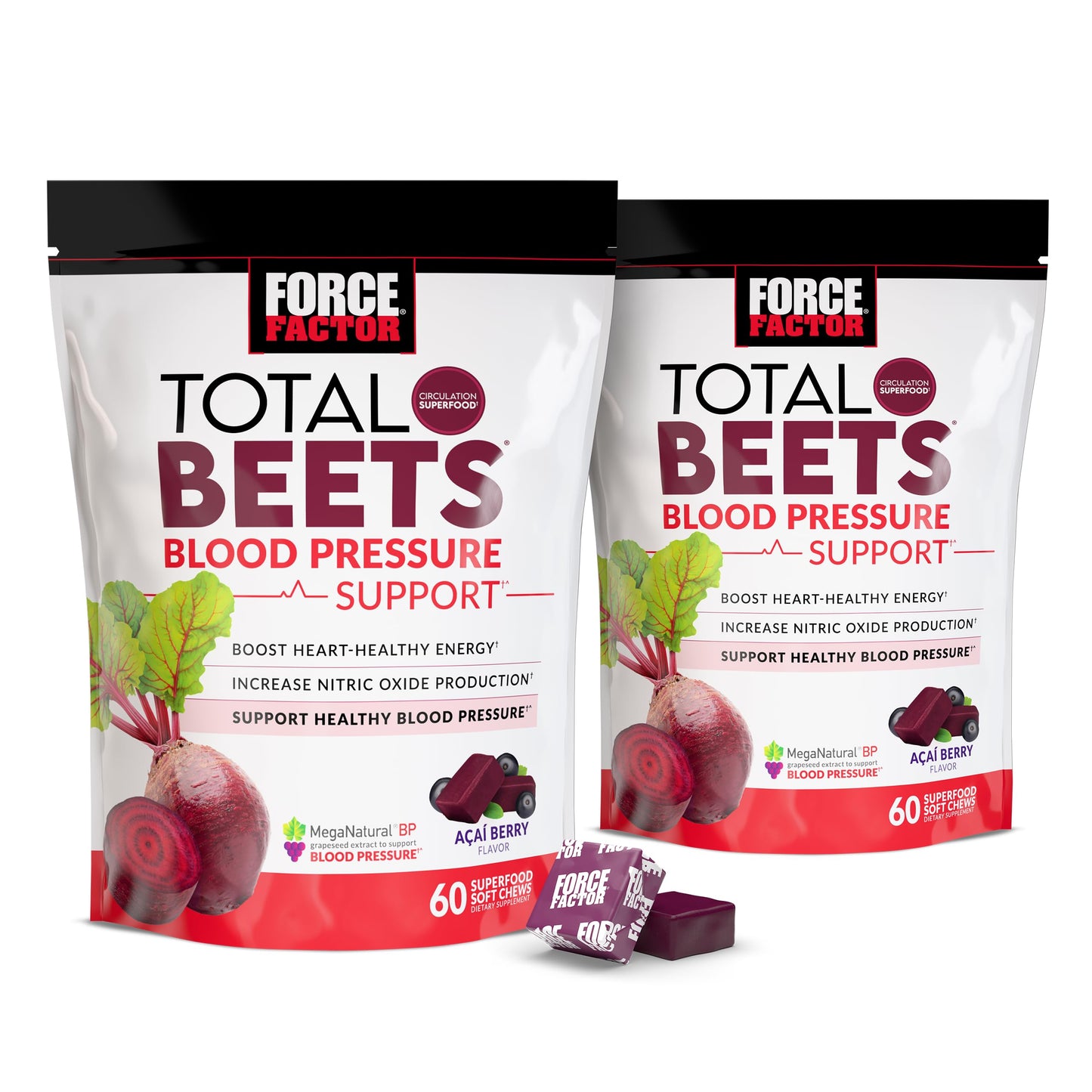 Force Factor Total Beets Blood Pressure Support Soft Chews, 120 Chews