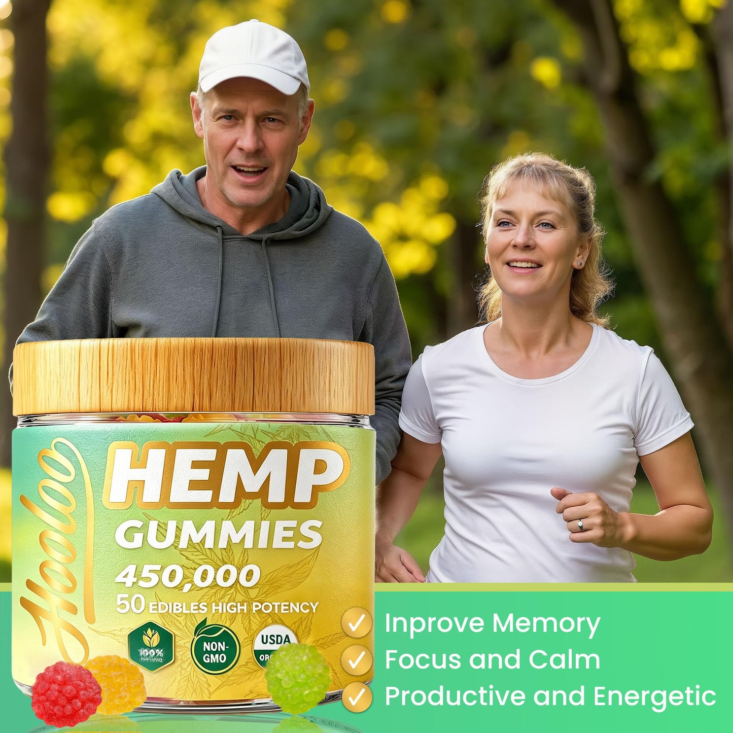 HOOLOO Hemp Gummies, 100 Count