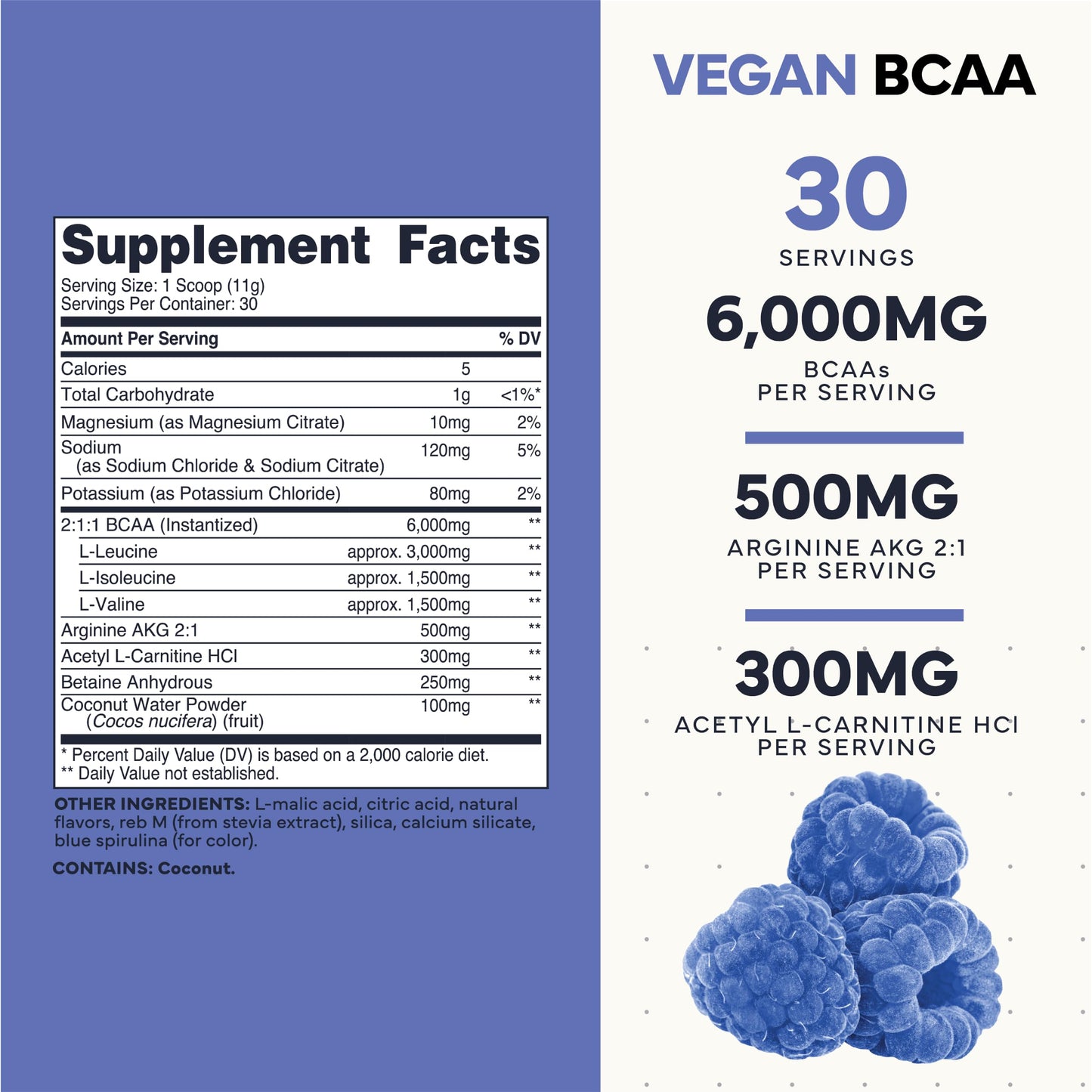 Type Zero Ultra Clean Vegan BCAA + Electrolytes (Blue Raspberry) Powder 11.9 Ounces