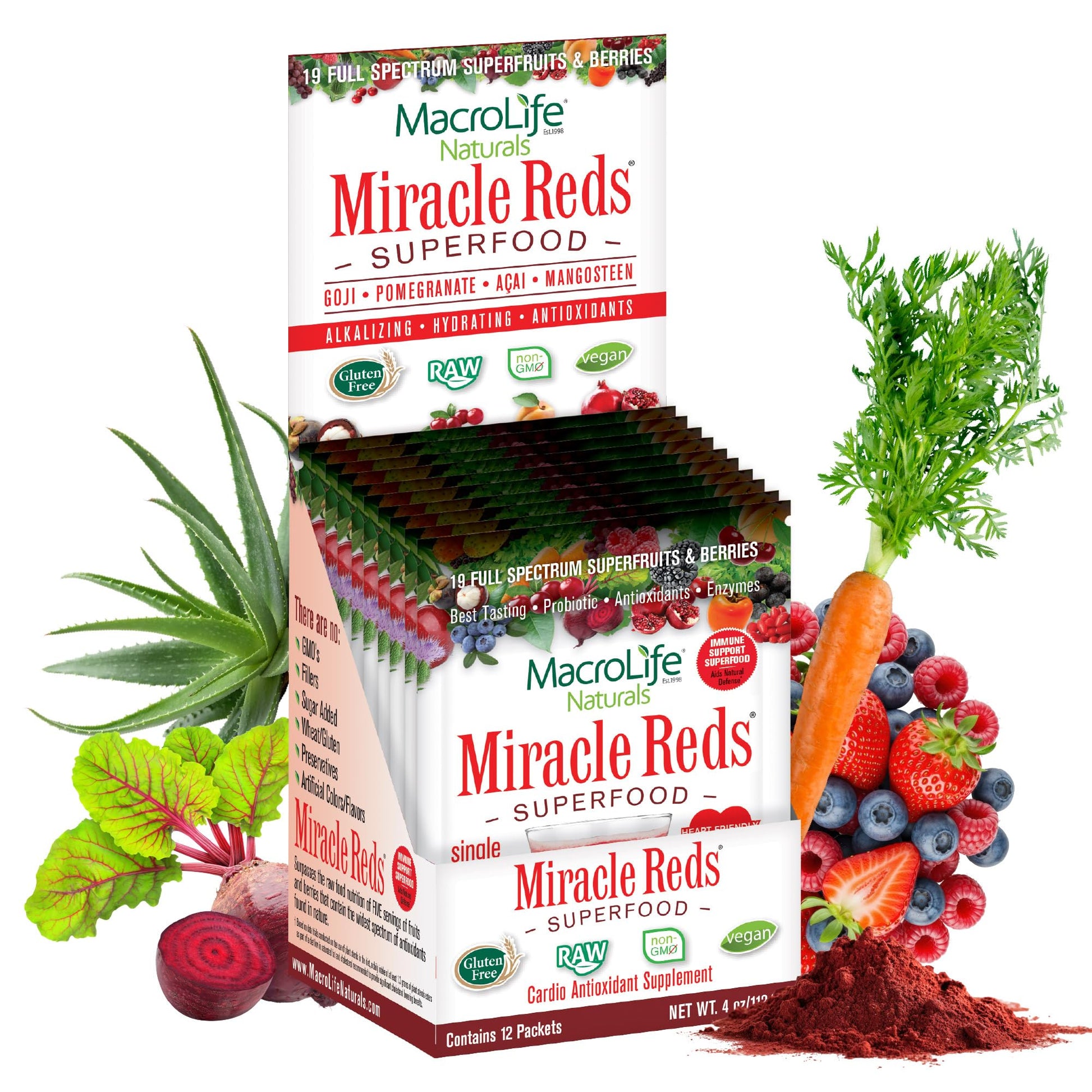 MacroLife Naturals Miracle Reds Superfood Powder, 4 oz
