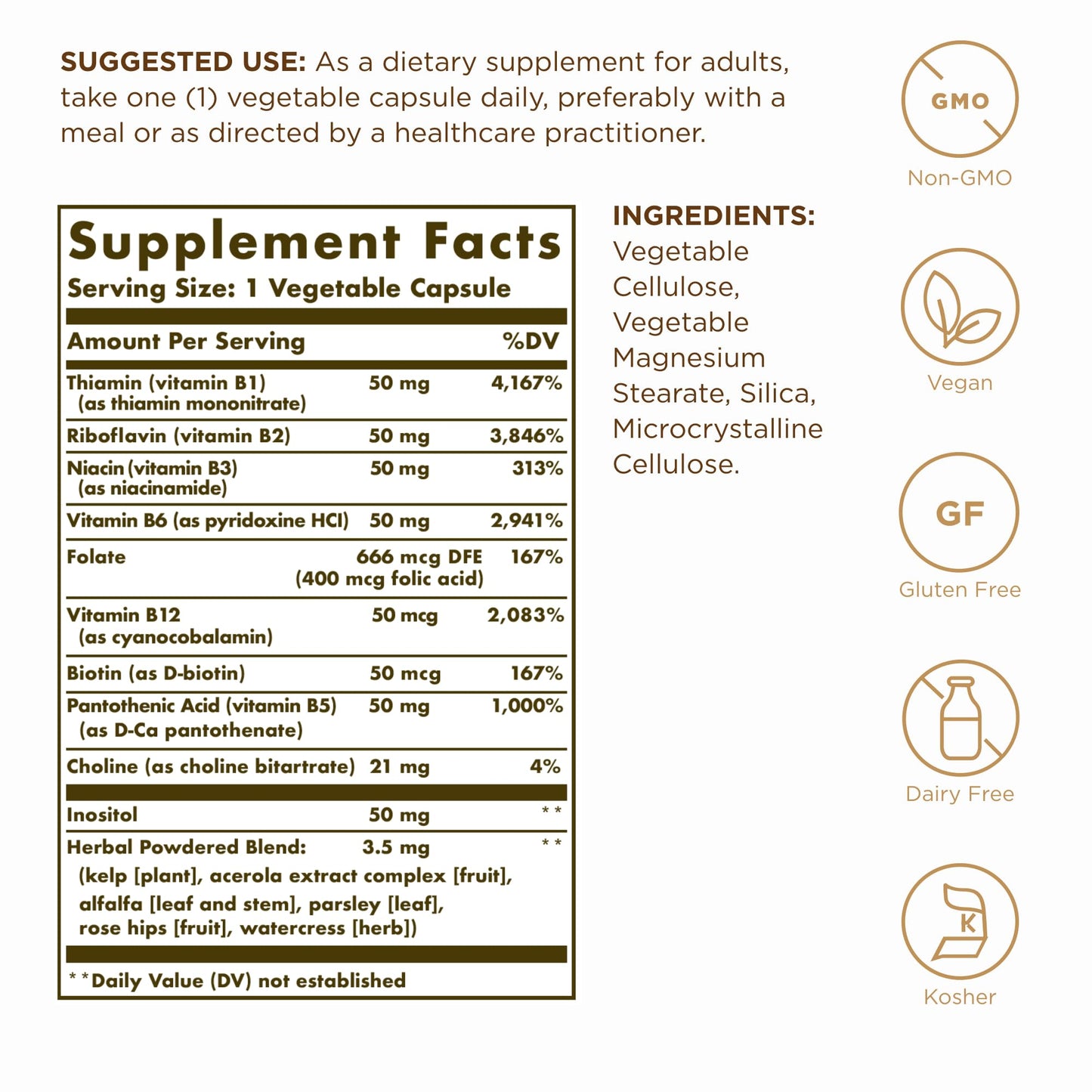 Solgar B-Complex 50 Capsules, 100 Count