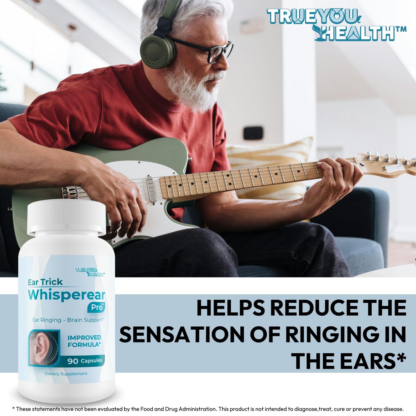 True You Health Ear Trick Whisperear Pro Clear Tinnitus Relief Hearing Supplement Capsules, 90 Count