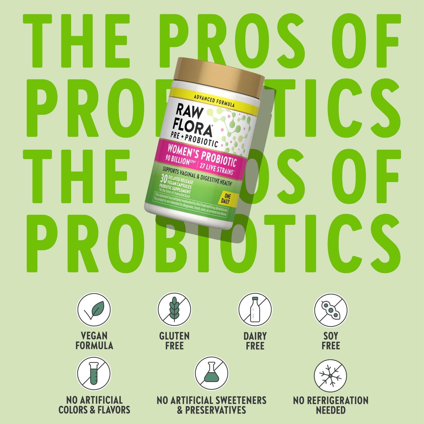 Raw Flora Probiotics for Women with Prebiotic Capsule 30 Count