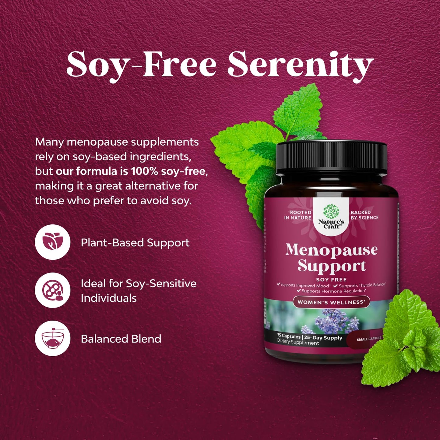Natures Craft Soy Free Menopause Supplement Capsules 150 Count