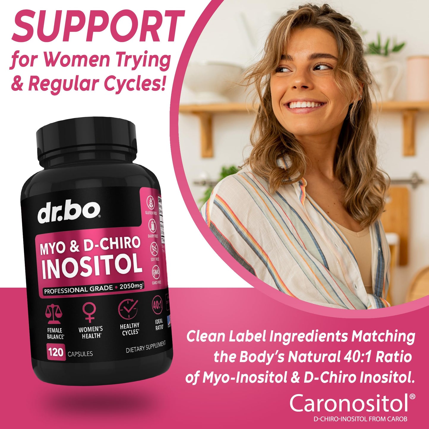 DR. BO Myo-Inositol & D-Chiro Inositol & Berberine Capsules, 180 Capsules