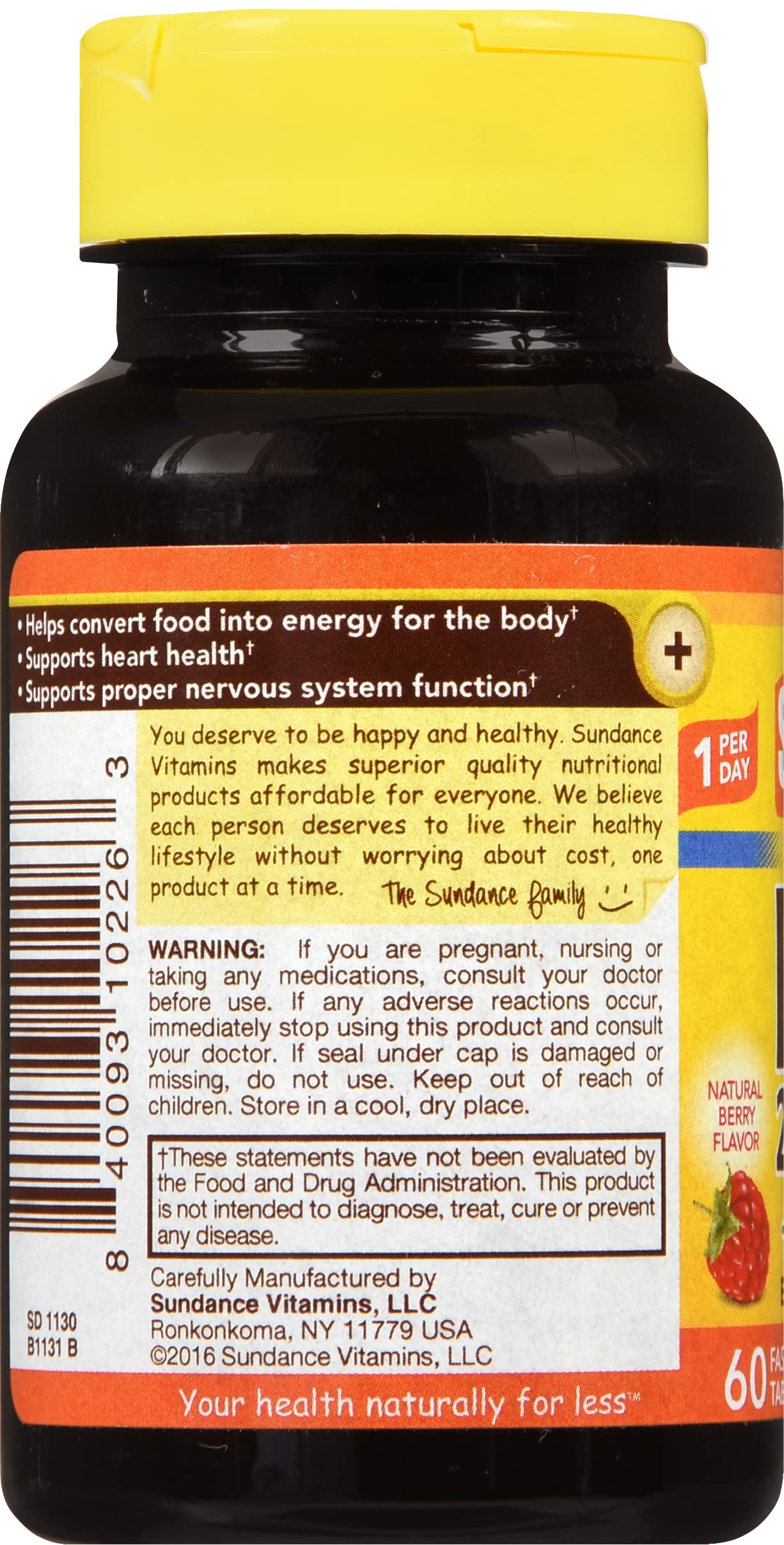 Liarminoo Sundance B-12 2500 mcg + Folic Acid Fast Dissolve Tablet, 120 Tablets