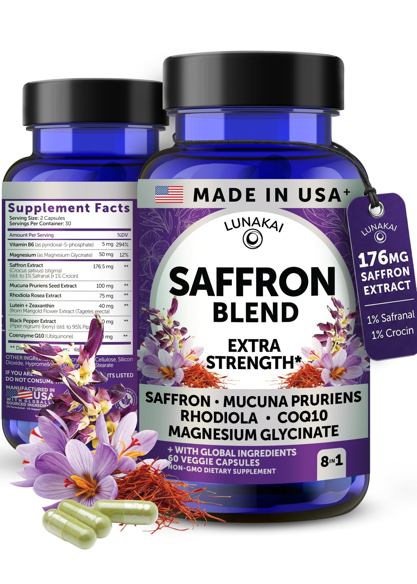 Lunakai Saffron Extract Capsules 60 Count