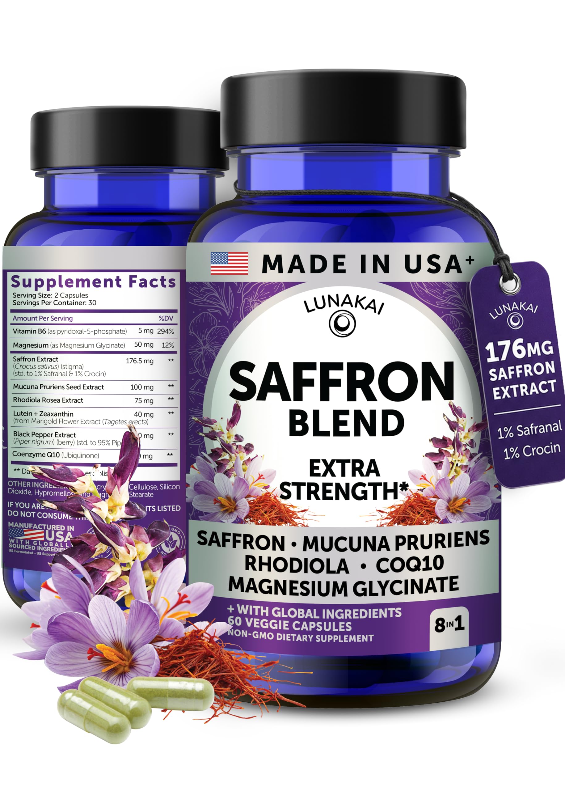 Lunakai Saffron Extract Capsules 60 Count