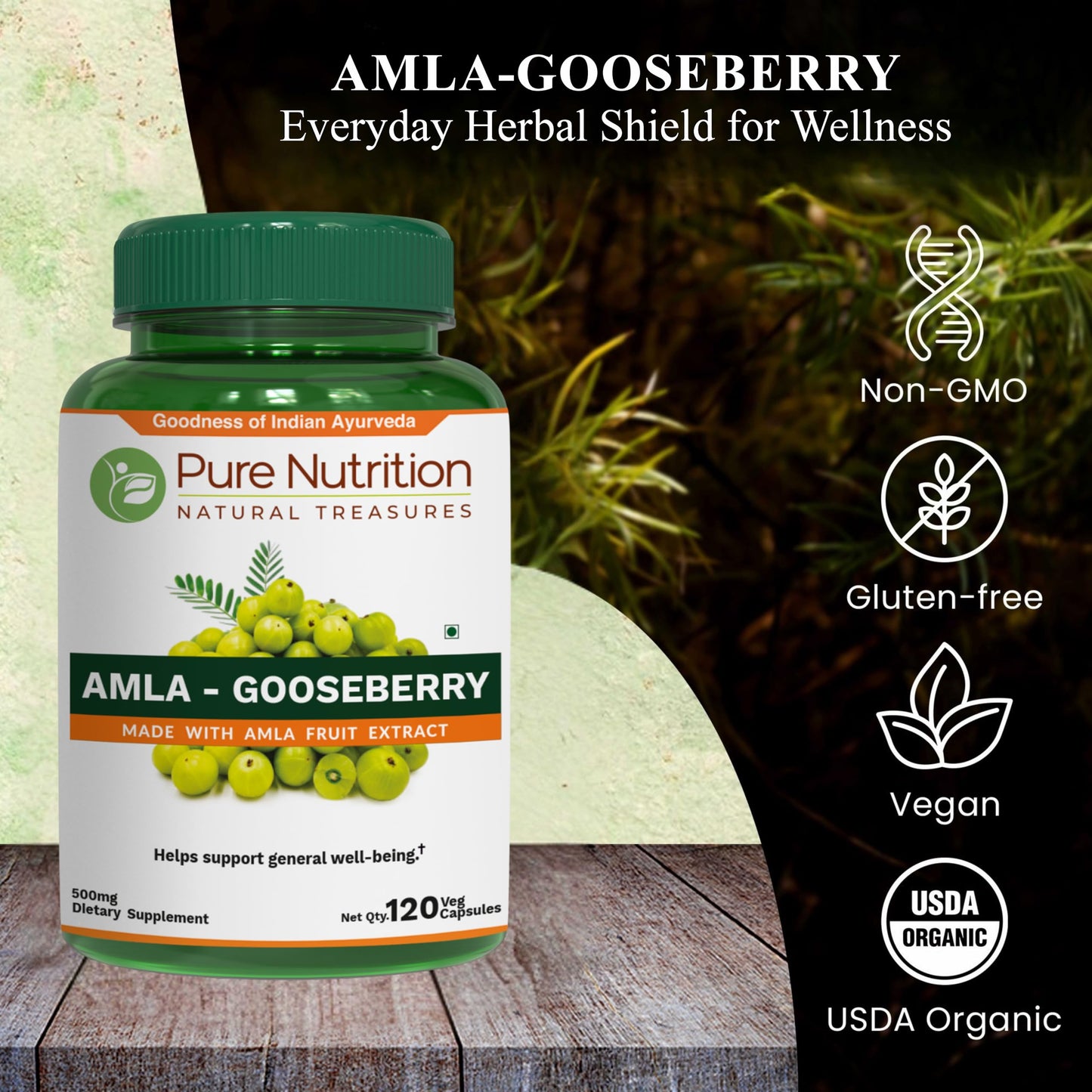 PURE NUTRITION NATURAL TREASURES Amla Capsules, 120 Count
