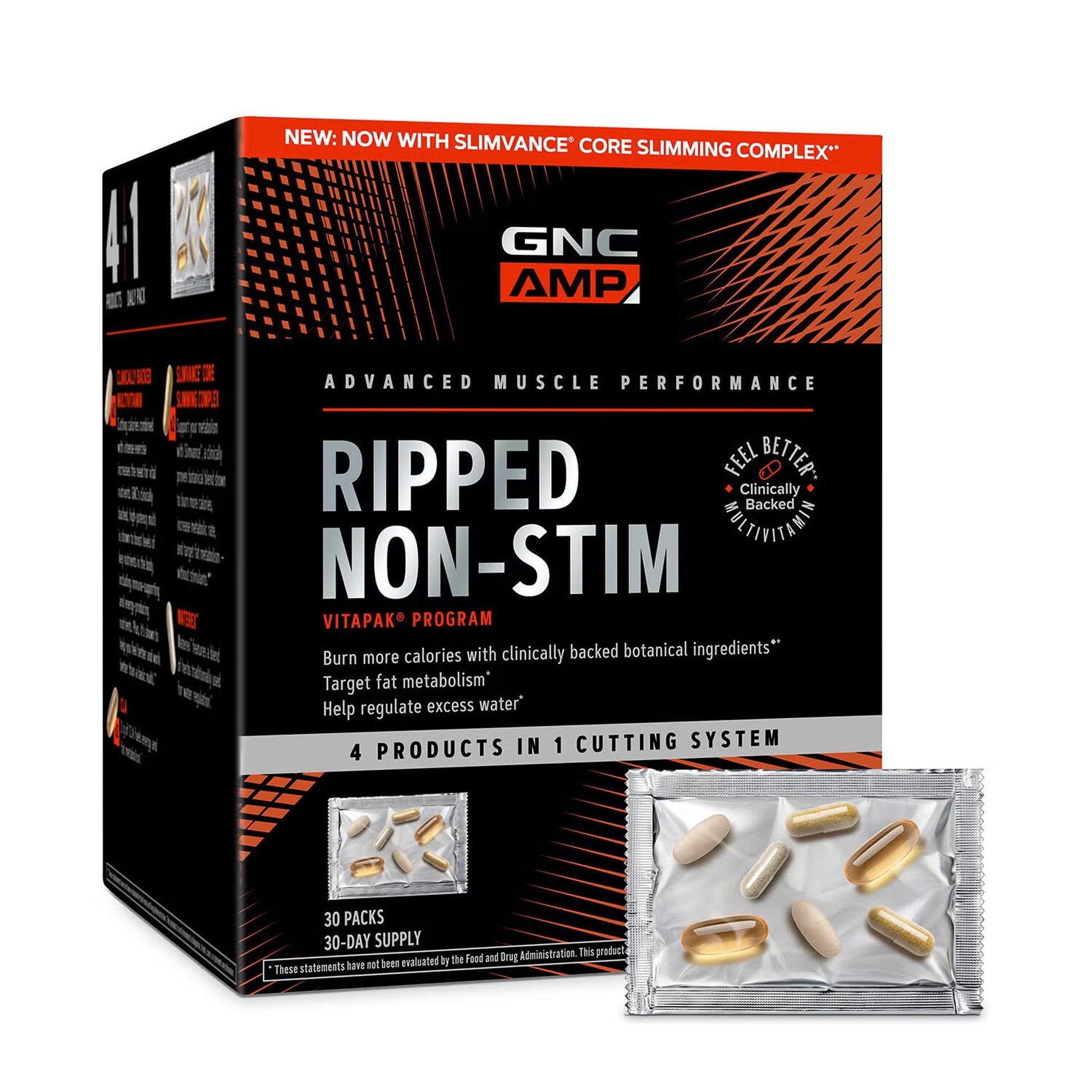 GNC AMP Ripped Non-Stim Vitapak Capsules, 30 Count