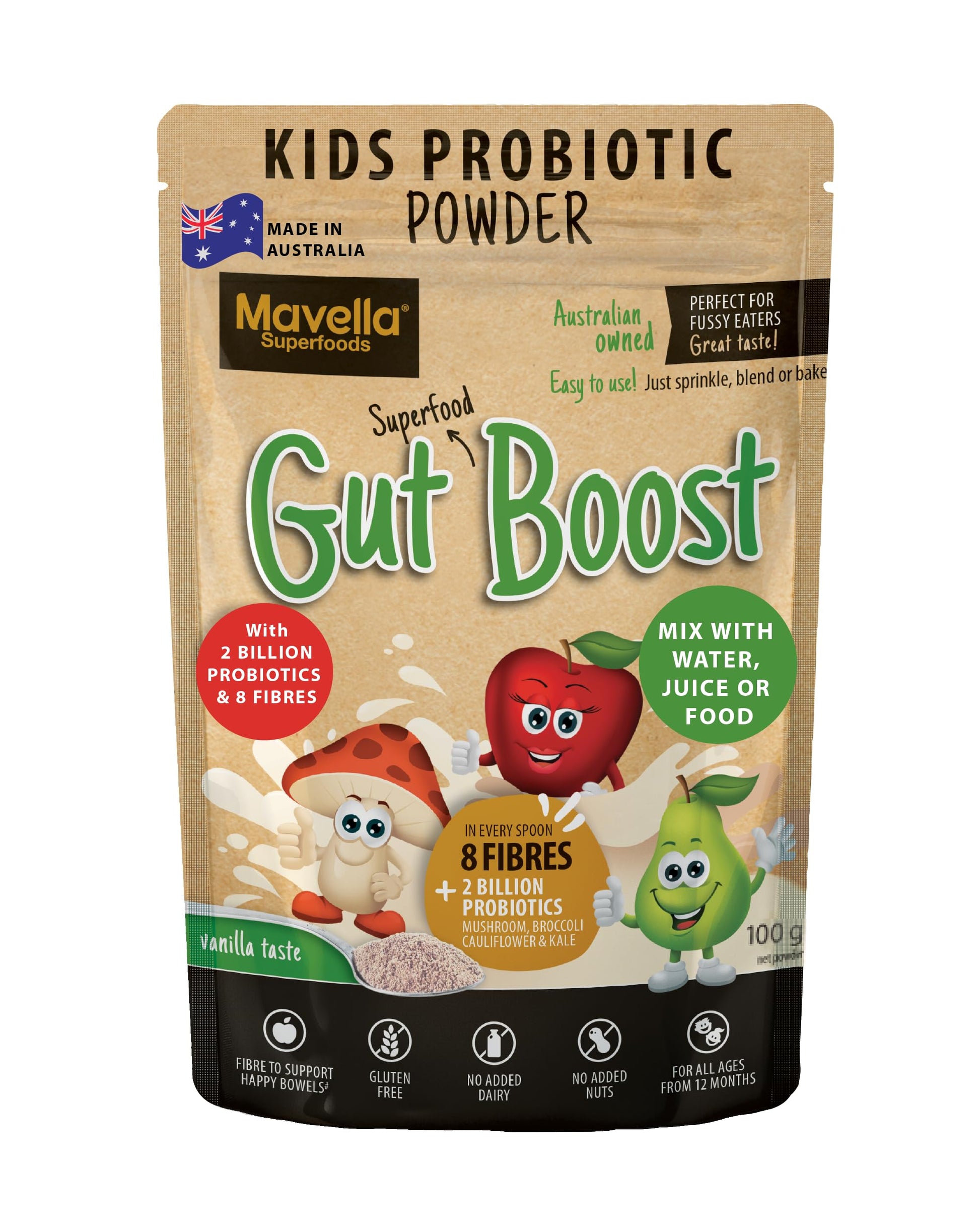 Mavella Kids Probiotic Powder Gut Boost –Digestive & Immune Support, 3.53 Ounce