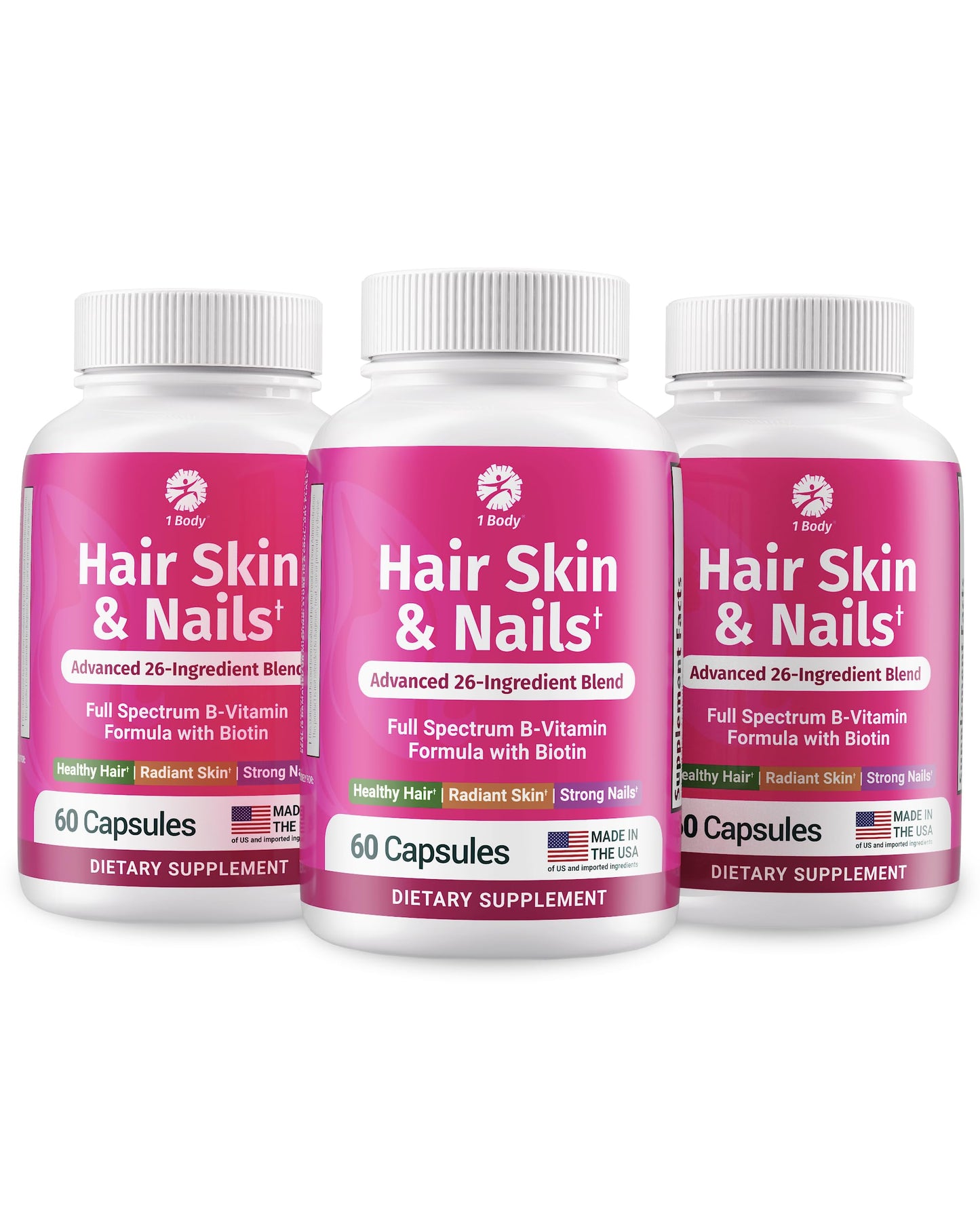 1 Body Hair Skin Nails Vitamin Complex with Biotin, 180 Capsules