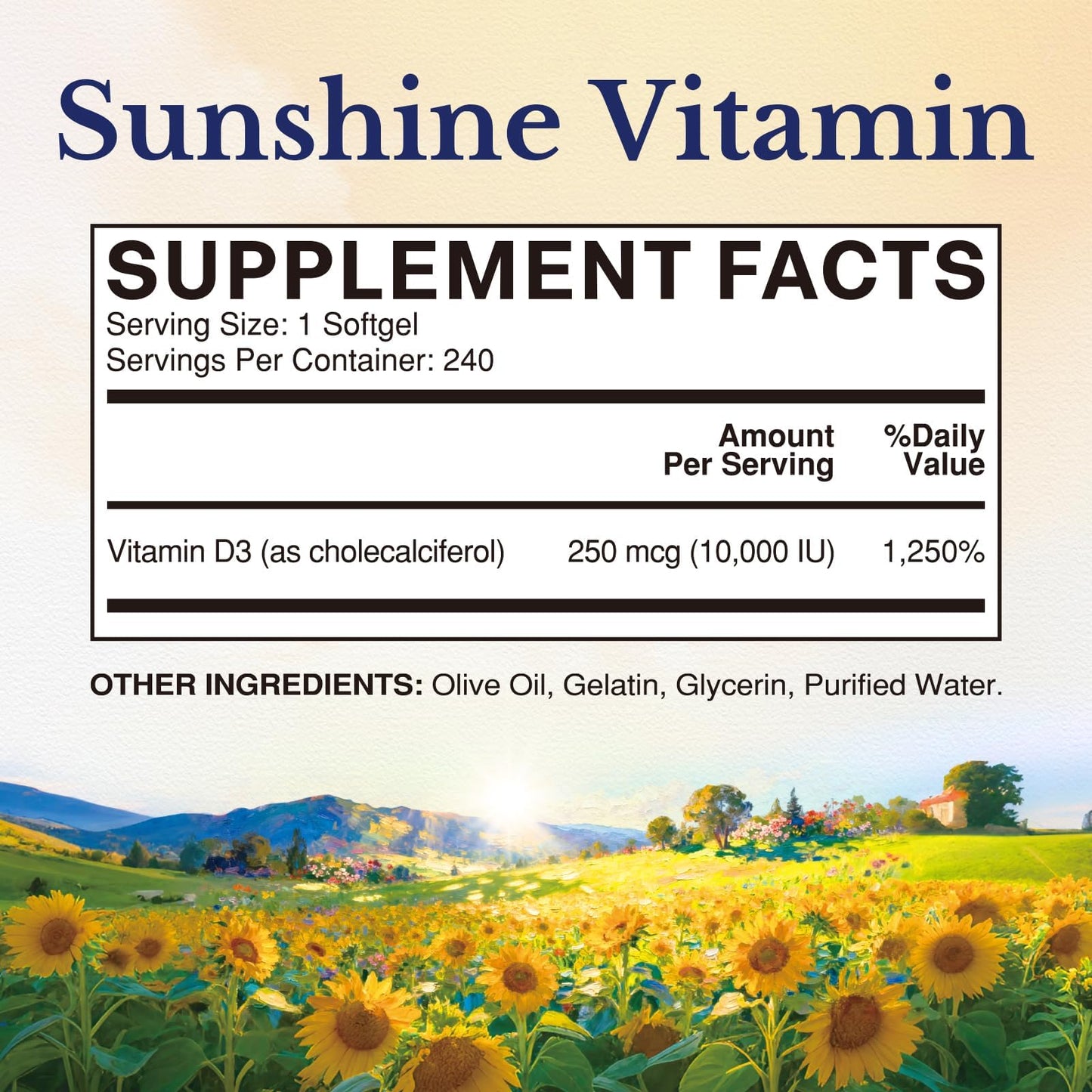 Vitalitown Vitamin D3 10,000 IU (250 mcg) Softgels 240