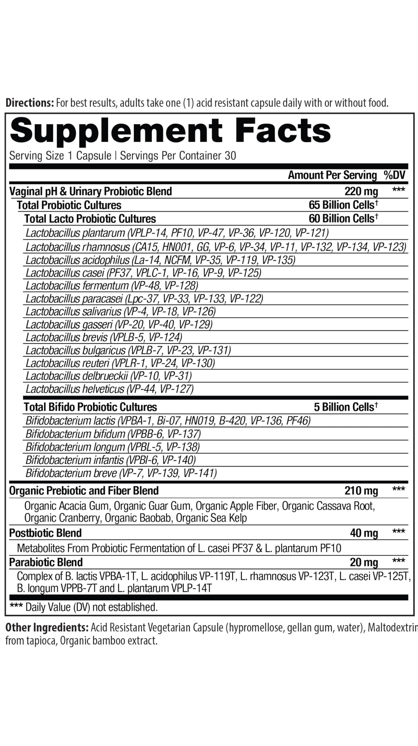Vital Planet Vital Pro Naturals Vaginal pH & Urinary Probiotics + Prebiotics, Postbiotics, Parabiotics, 4-in-1 Supplement for Women, High Potency, 64 Strains, Digestive, Vaginal, Urinary, Immune Health Capsules 30 Count