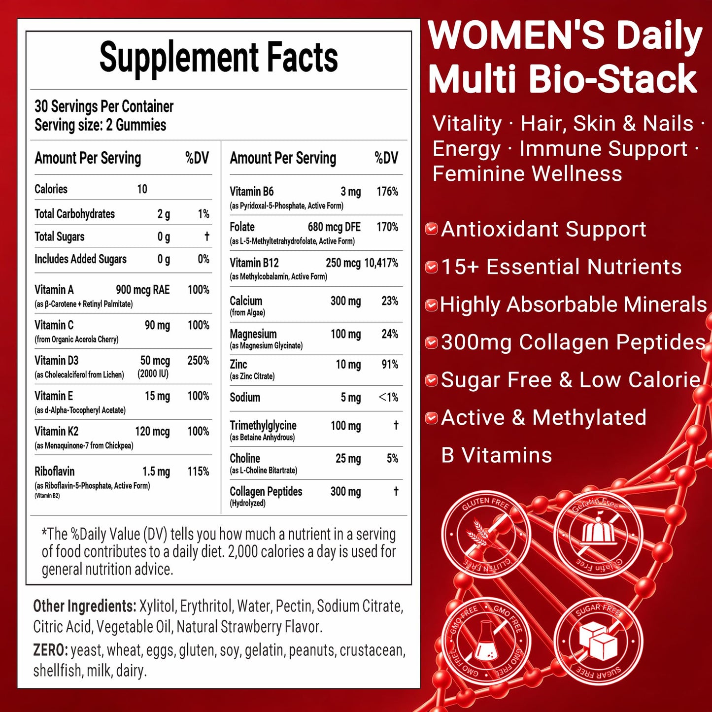 SueyanPure Methylated Women's Multivitamin Gummies, 60 Count