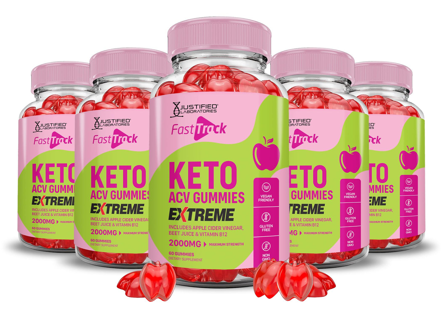 Justified Laboratories Fast Track Keto ACV Gummies Extreme 2000MG, 300 Gummies
