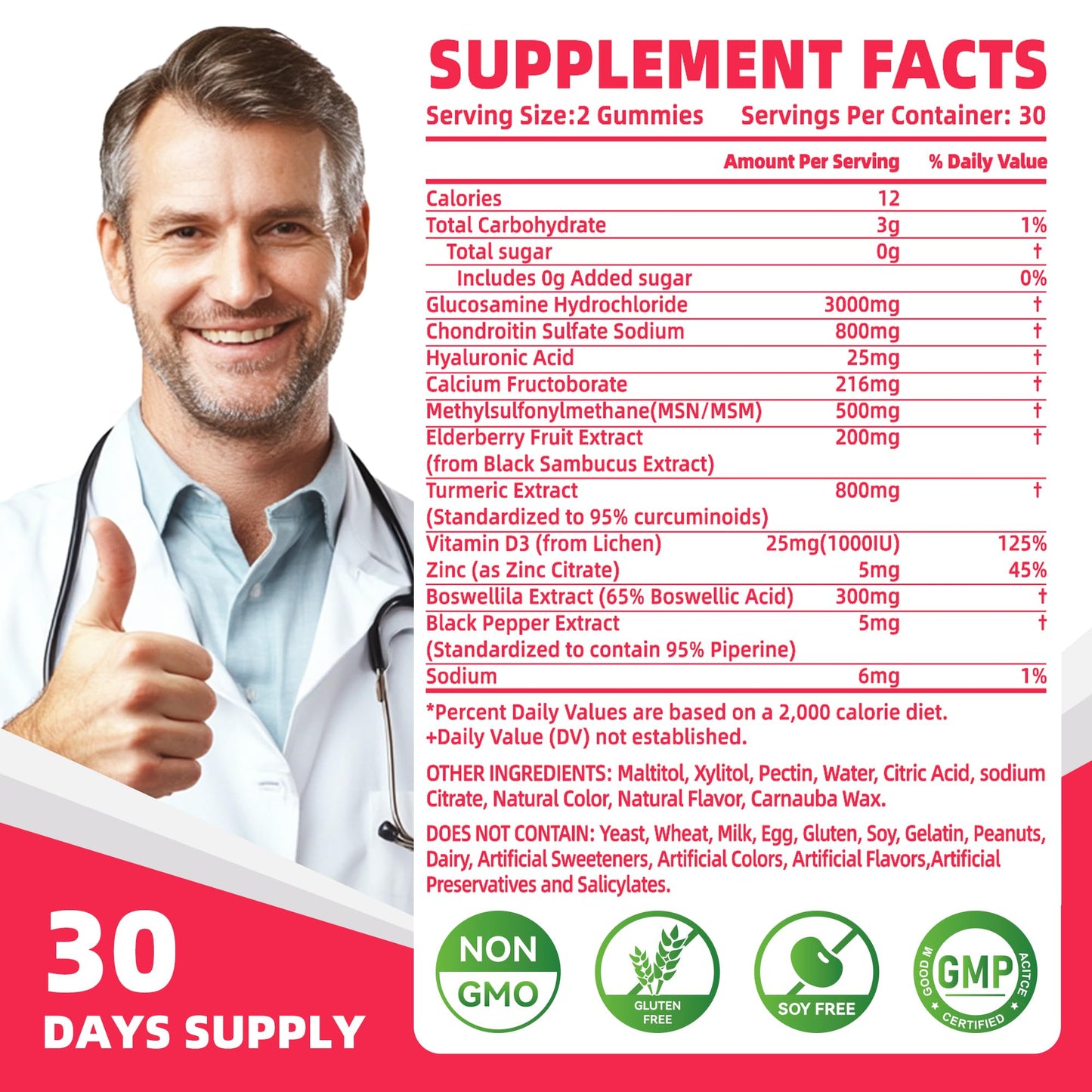 Nutravita Glucosamine Chondroitin Gummies with MSM & Elderberry Extra Strength, 120 Chews
