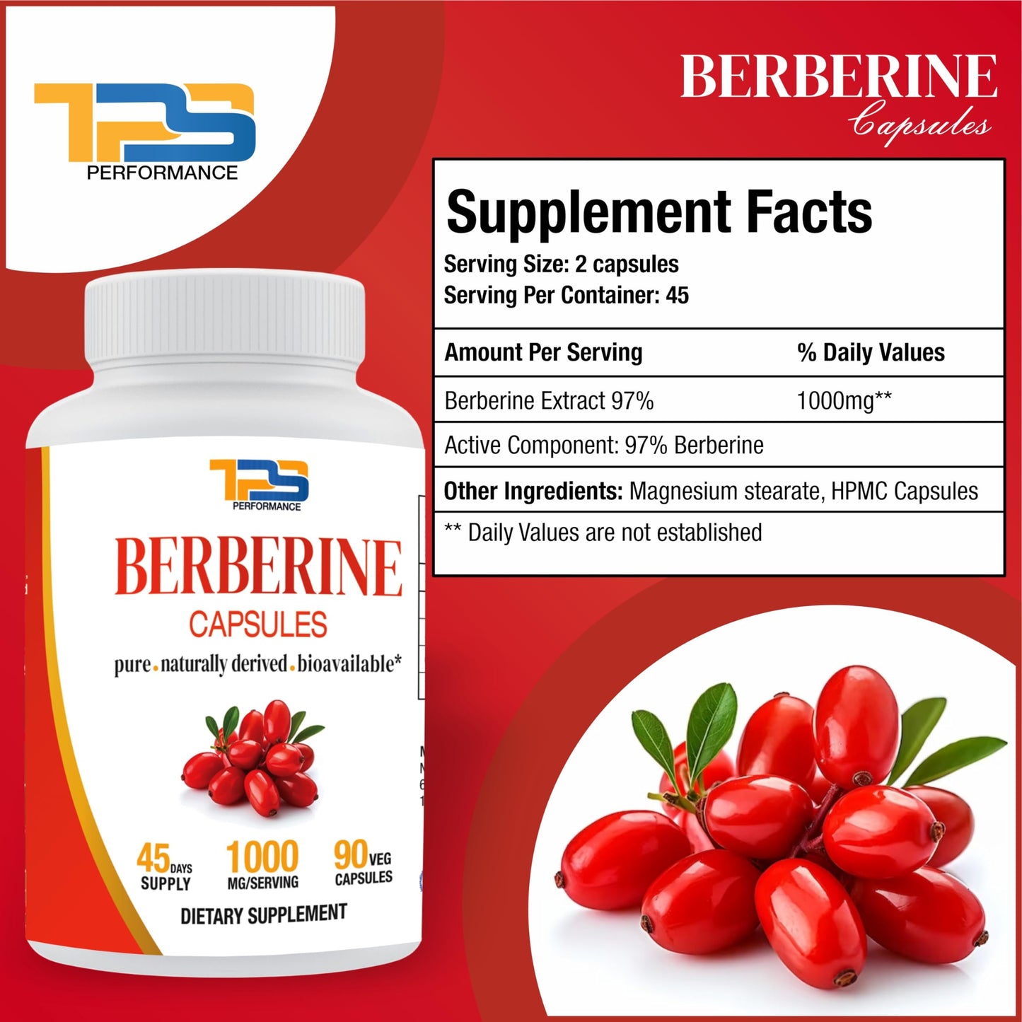 TPS PERFORMANCE Berberine Capsules 3 Count