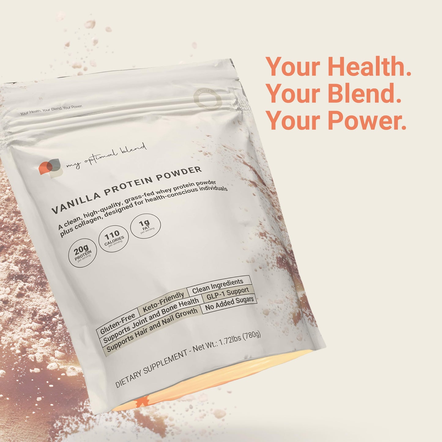 My Optimal Blend Vanilla Protein Powder, 100% Organic, Natural Vanilla Flavor, 27.52 oz