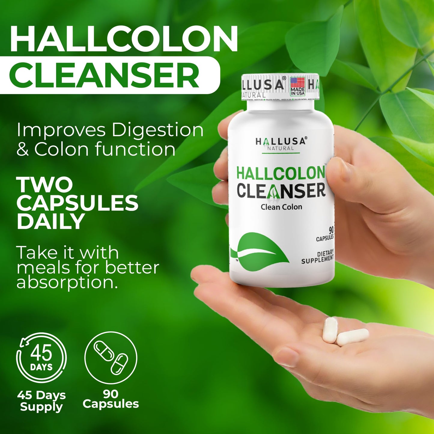 Hallusa Natural HallColon Cleanse Capsule, 90 Count