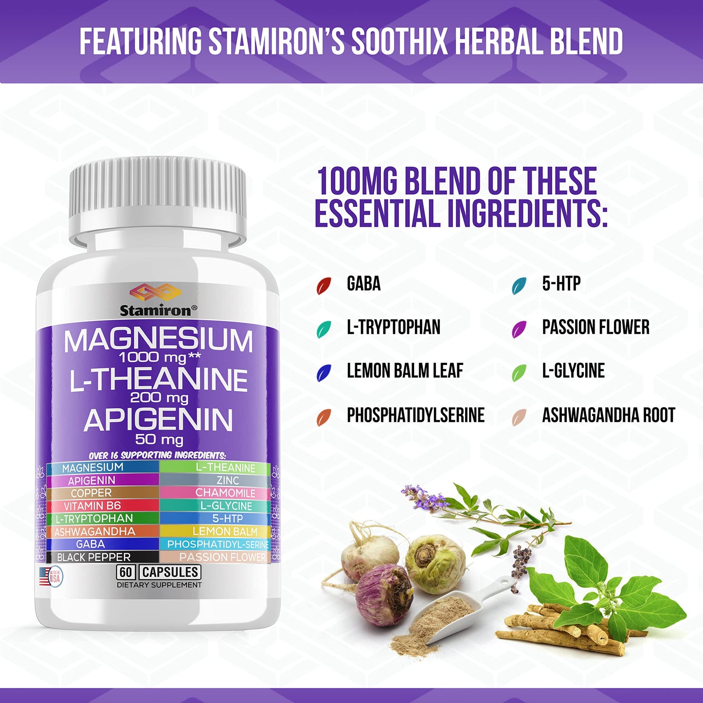 Stamiron Magnesium Complex 1000mg Capsules, 60 Count