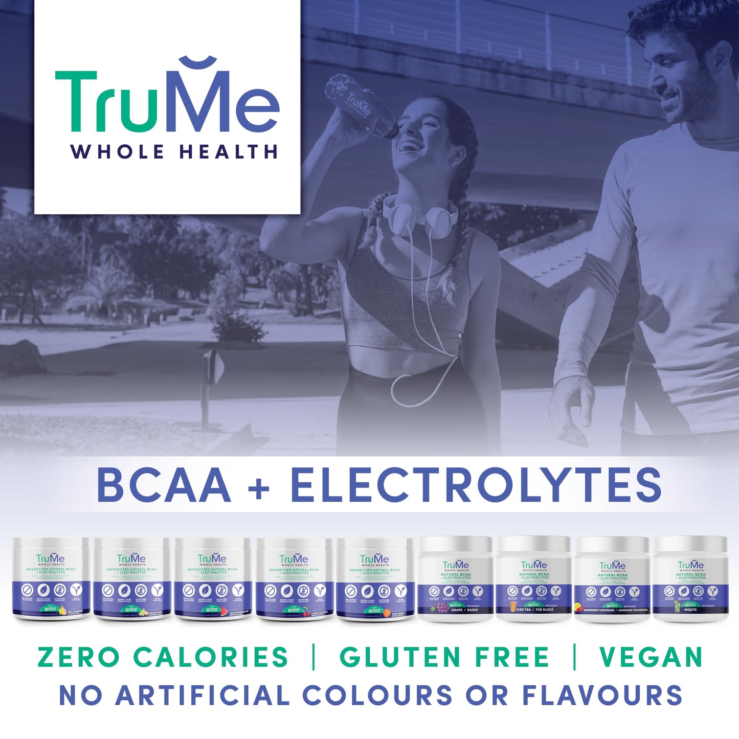 TruMe Whole Health Cherry BCAA Powder with Electrolytes, Amino Acids for Muscle Recovery & Endurance, Sugar Free Intra Workout Hydration Drink, Informed-Sport Certified, Made in Canada, 7.41 Ounce