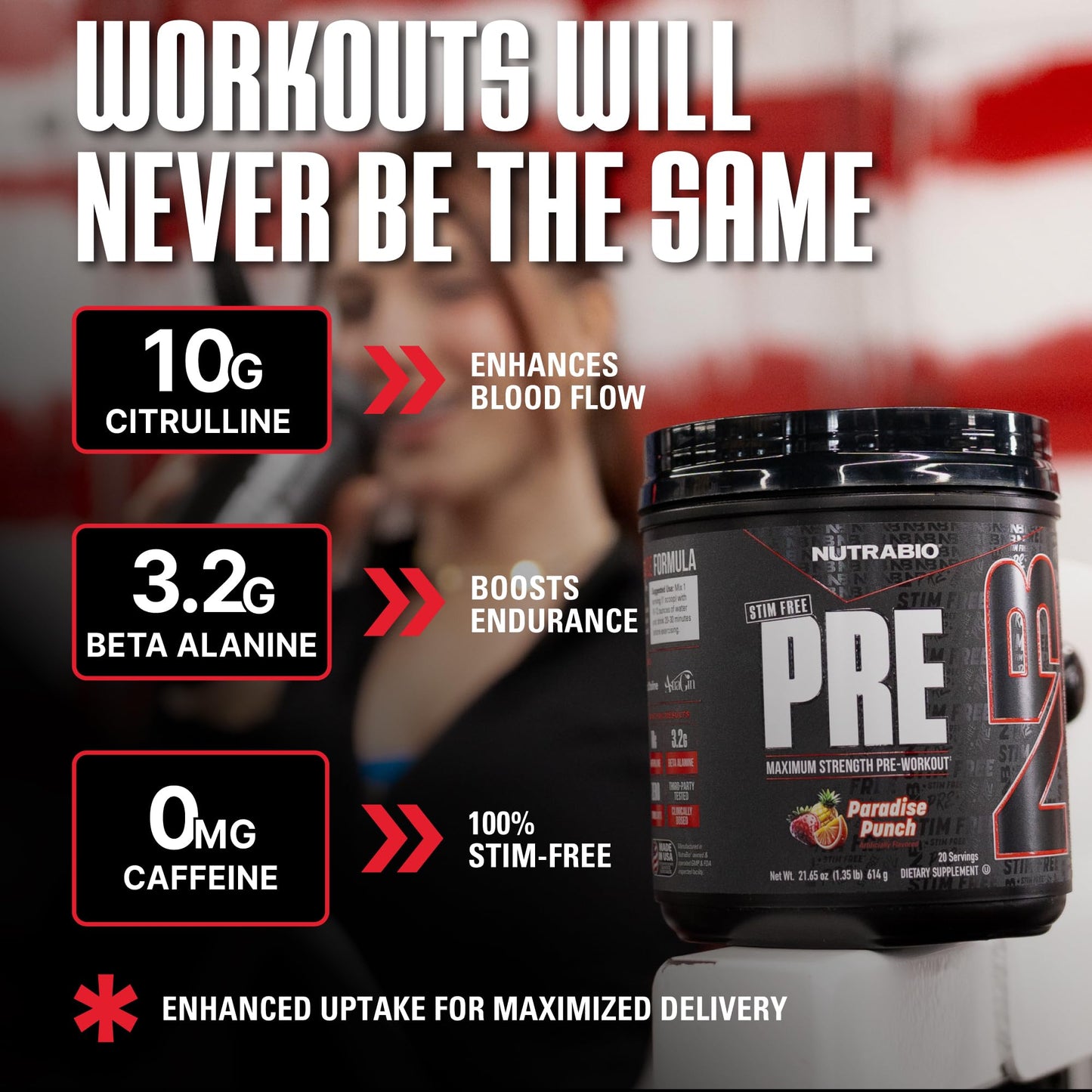 NutraBio STIM-Free PRE Workout for Men Powder Paradise Punch, 21.93