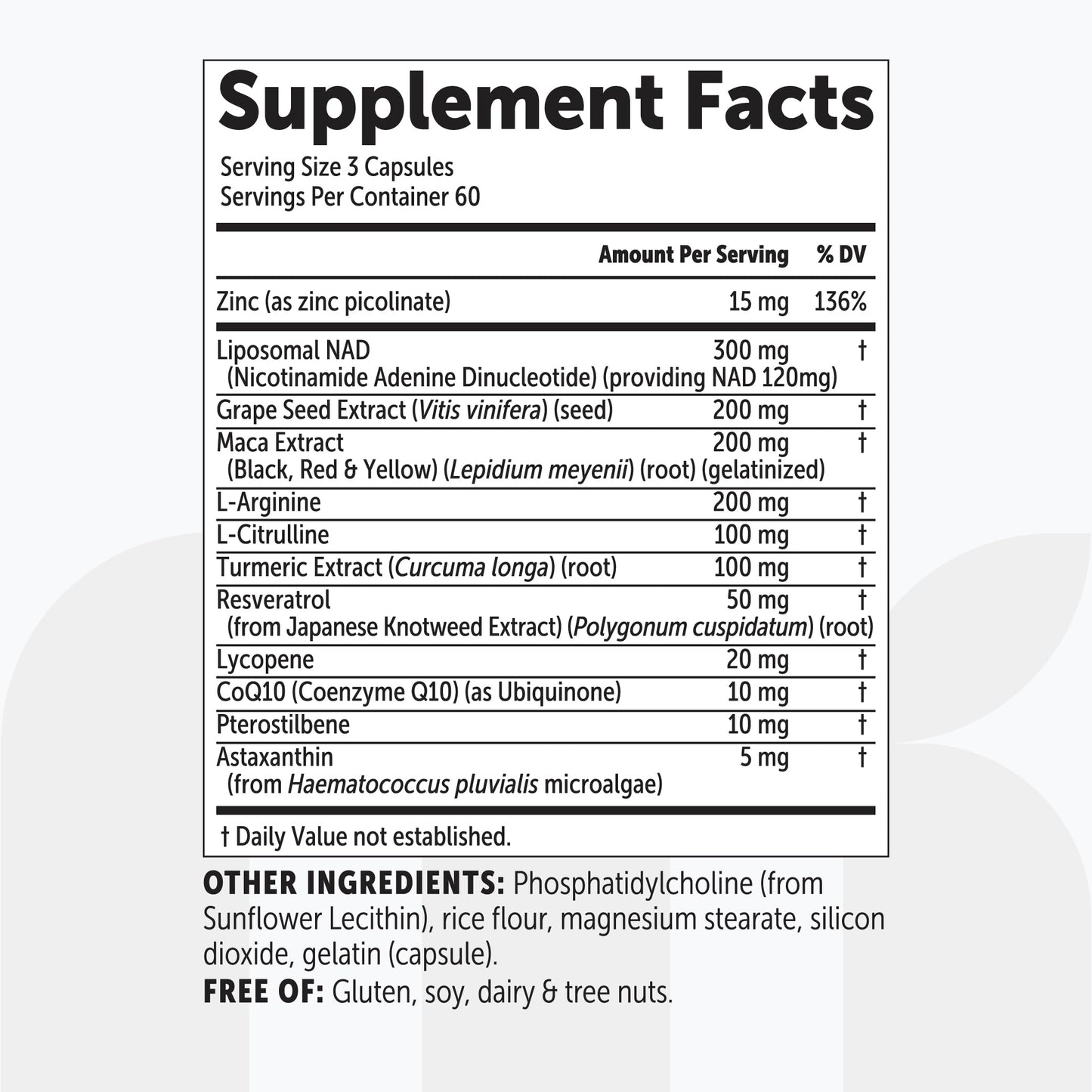 Micro Ingredients Liposomal NAD+ for Men 180 Capsules