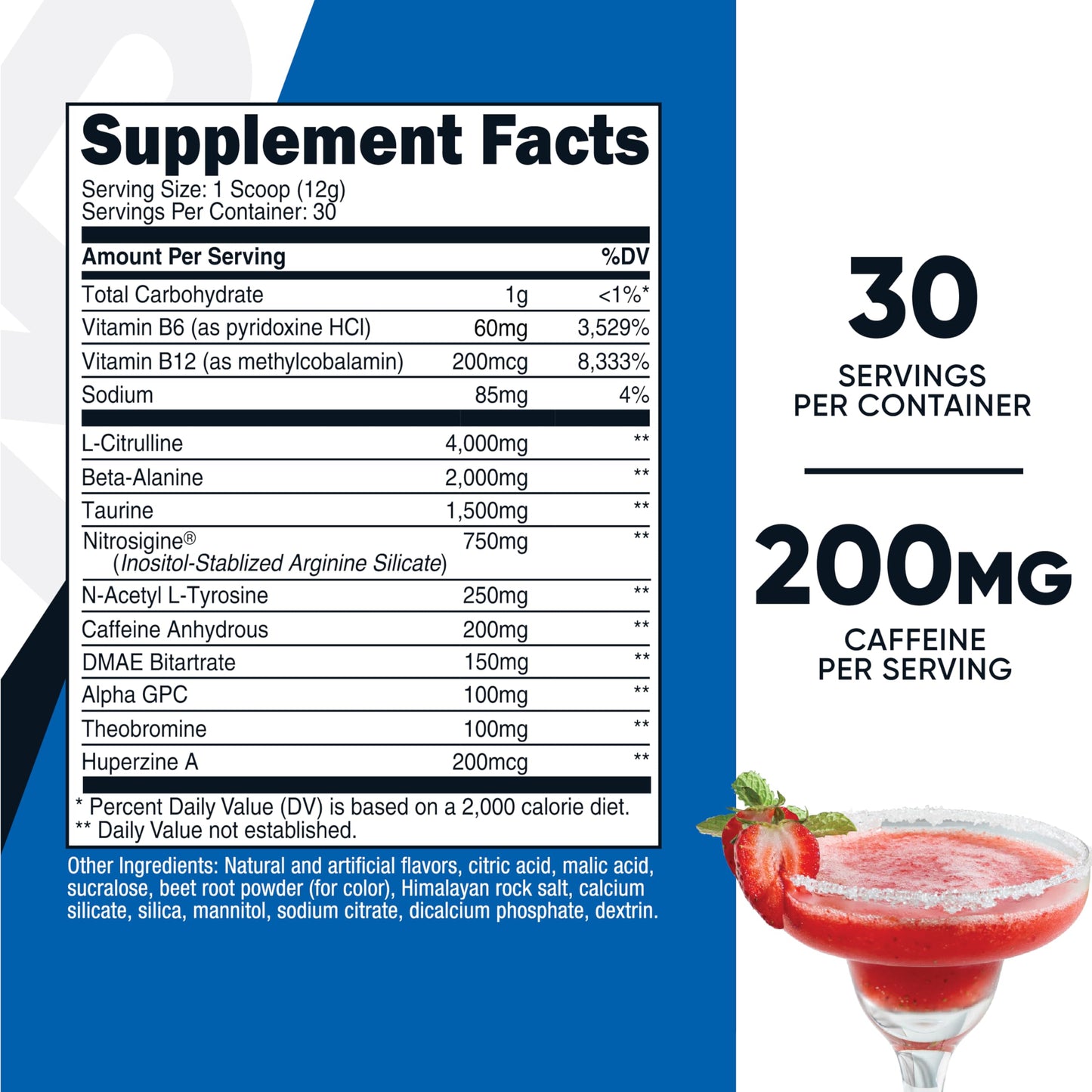 Nutricost Pre-Workout Strawberry Margarita Powder 13.1
