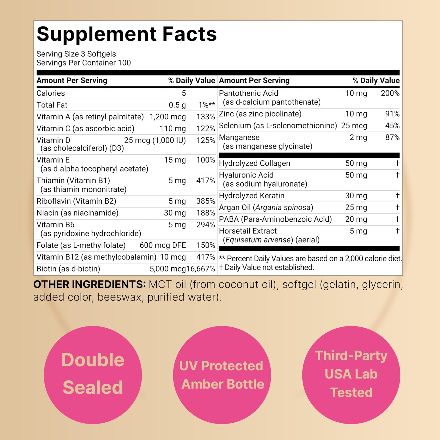 NatureBell Hair, Skin & Nails Vitamins for Women 300 Softgels
