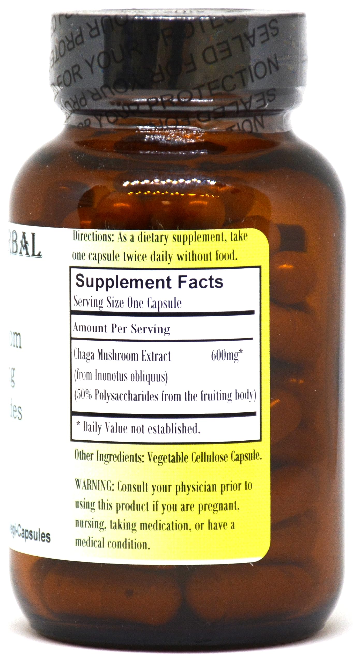 Barlowe's Herbal Elixirs Chaga Mushroom Extract Capsules, 60 Veggie Capsules