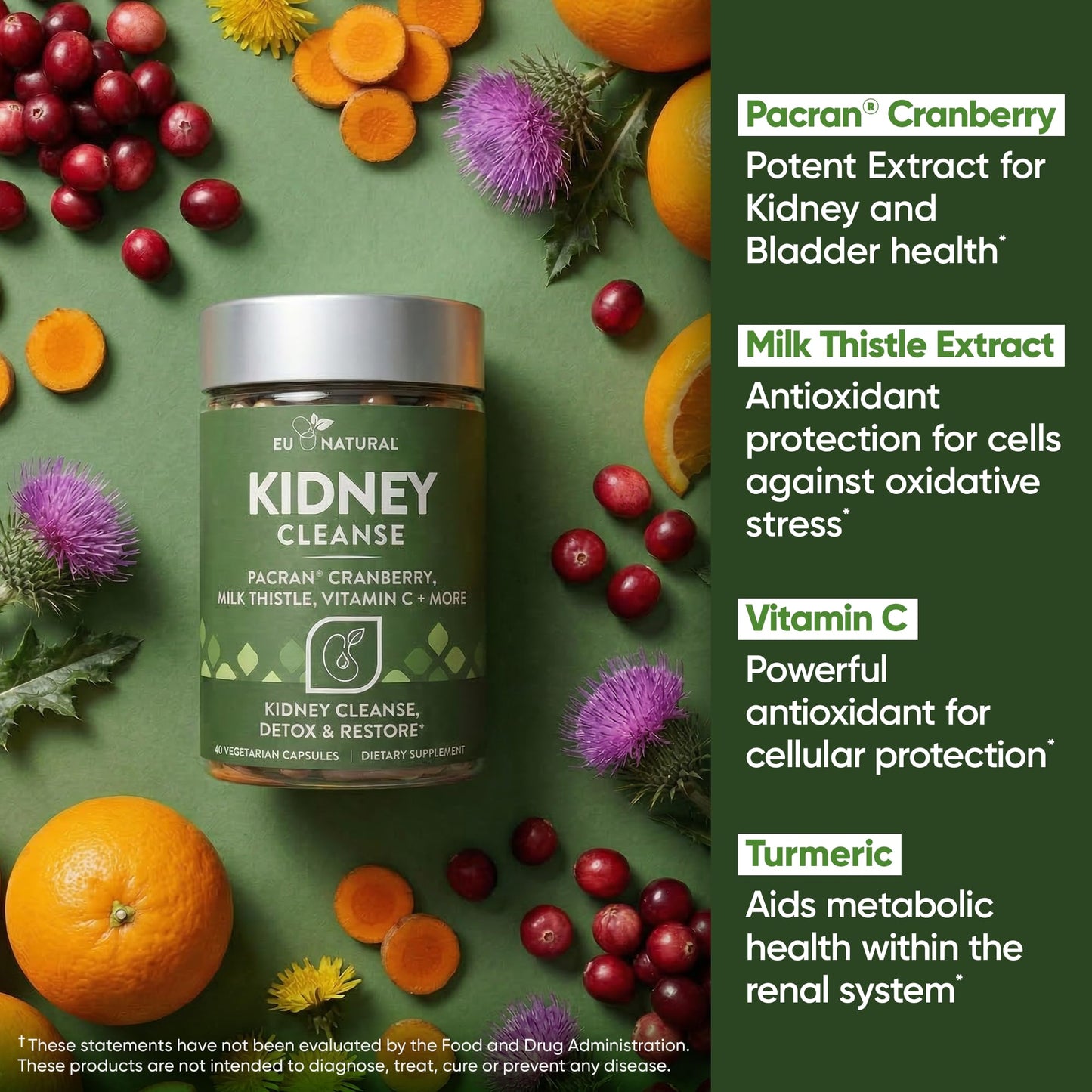 Eu Natural Kidney Cleanse Detox Supplement 60 Capsules