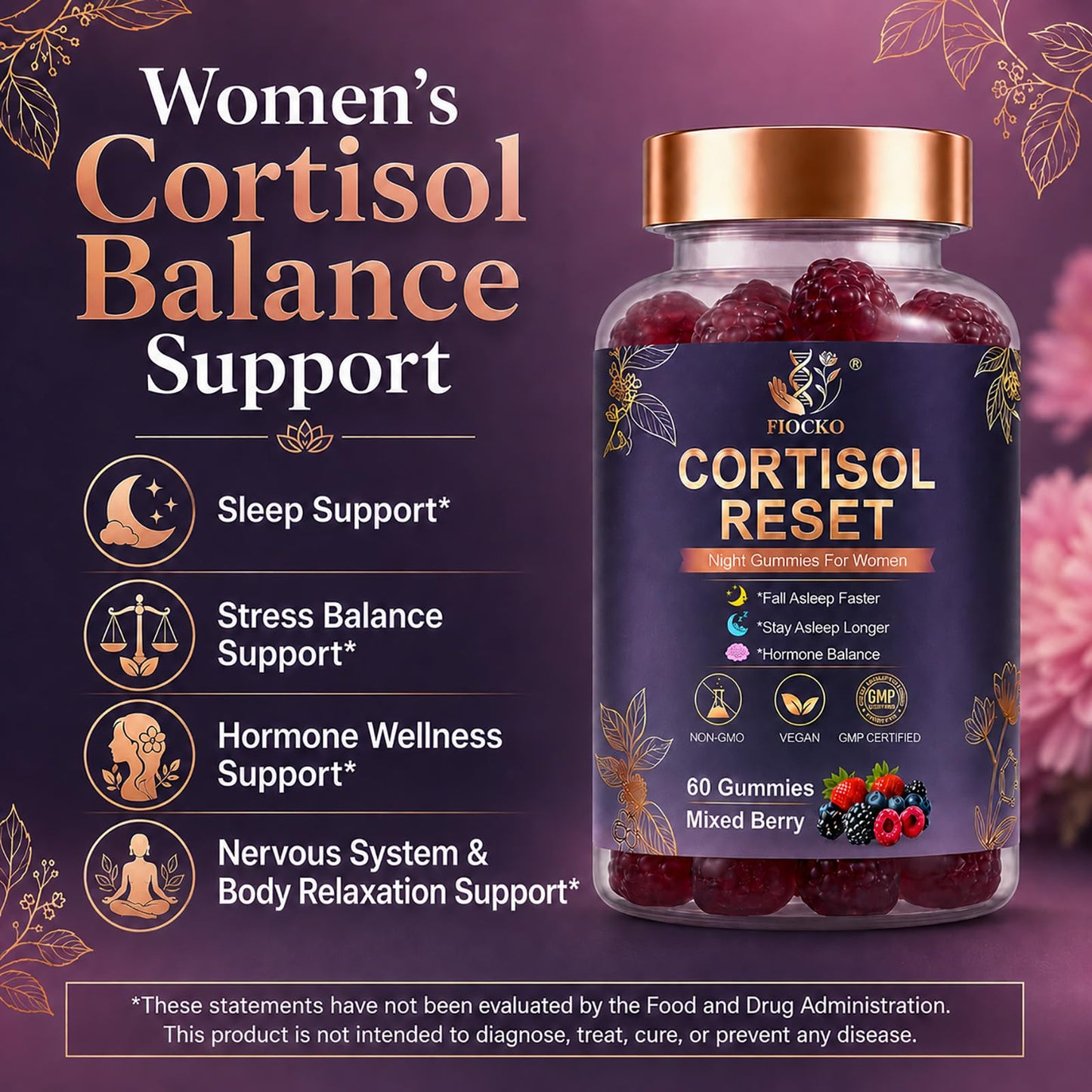 fiocko Cortisol Gummies 60 Count