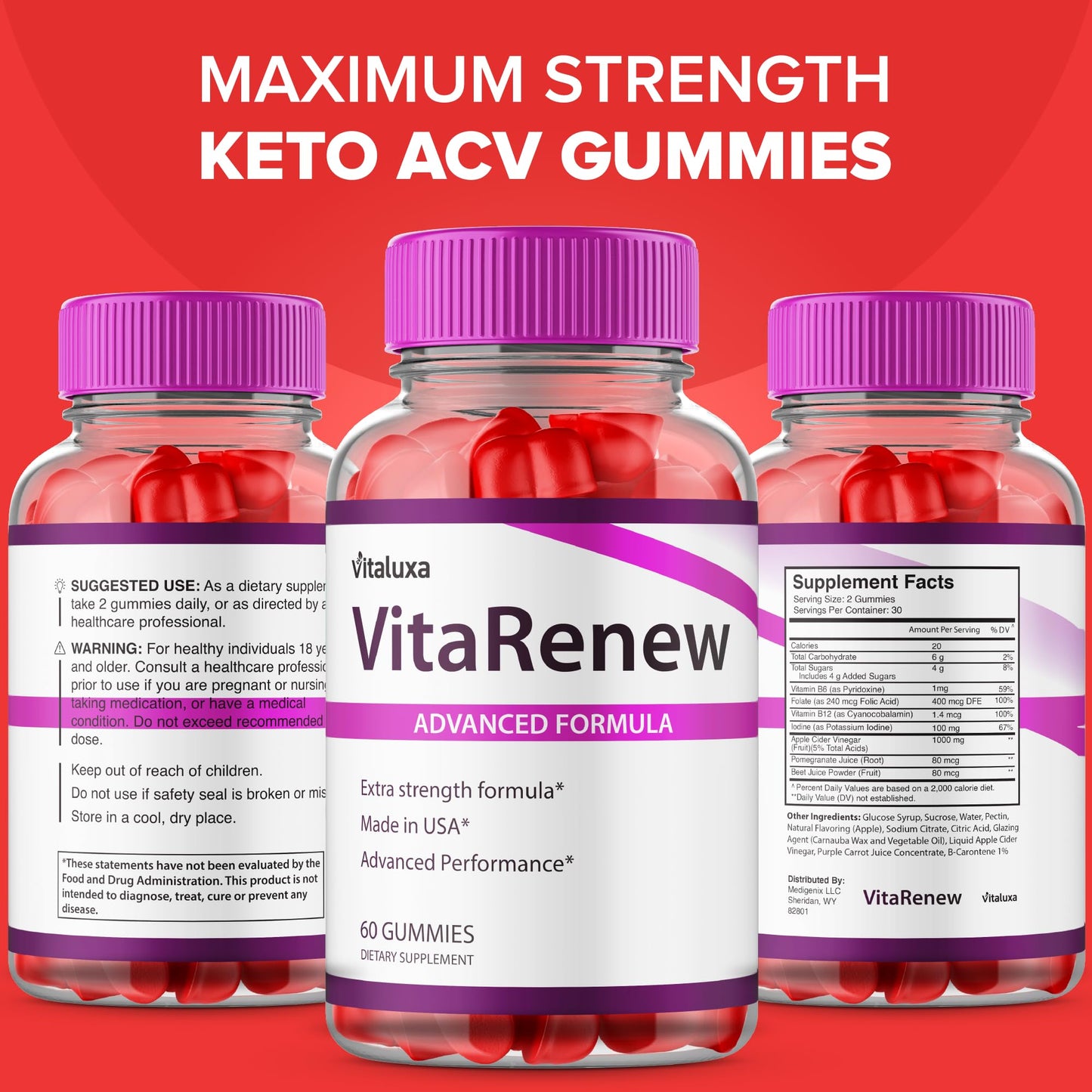 Vitaluxa VitaRenew Gummies 60 Count