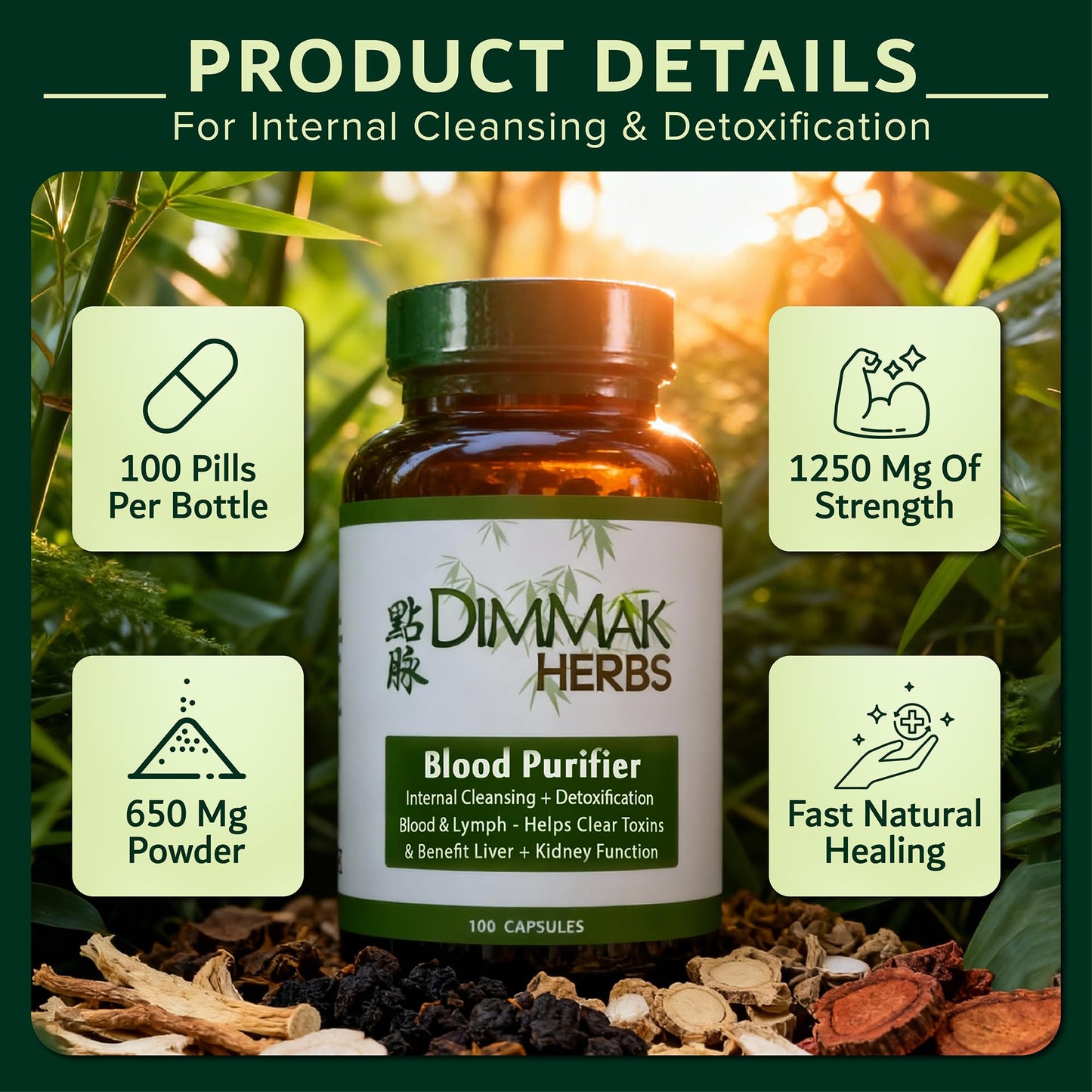 Dimmak Herbs Blood Purifier & Lymphatic Cleanse 100 Capsules