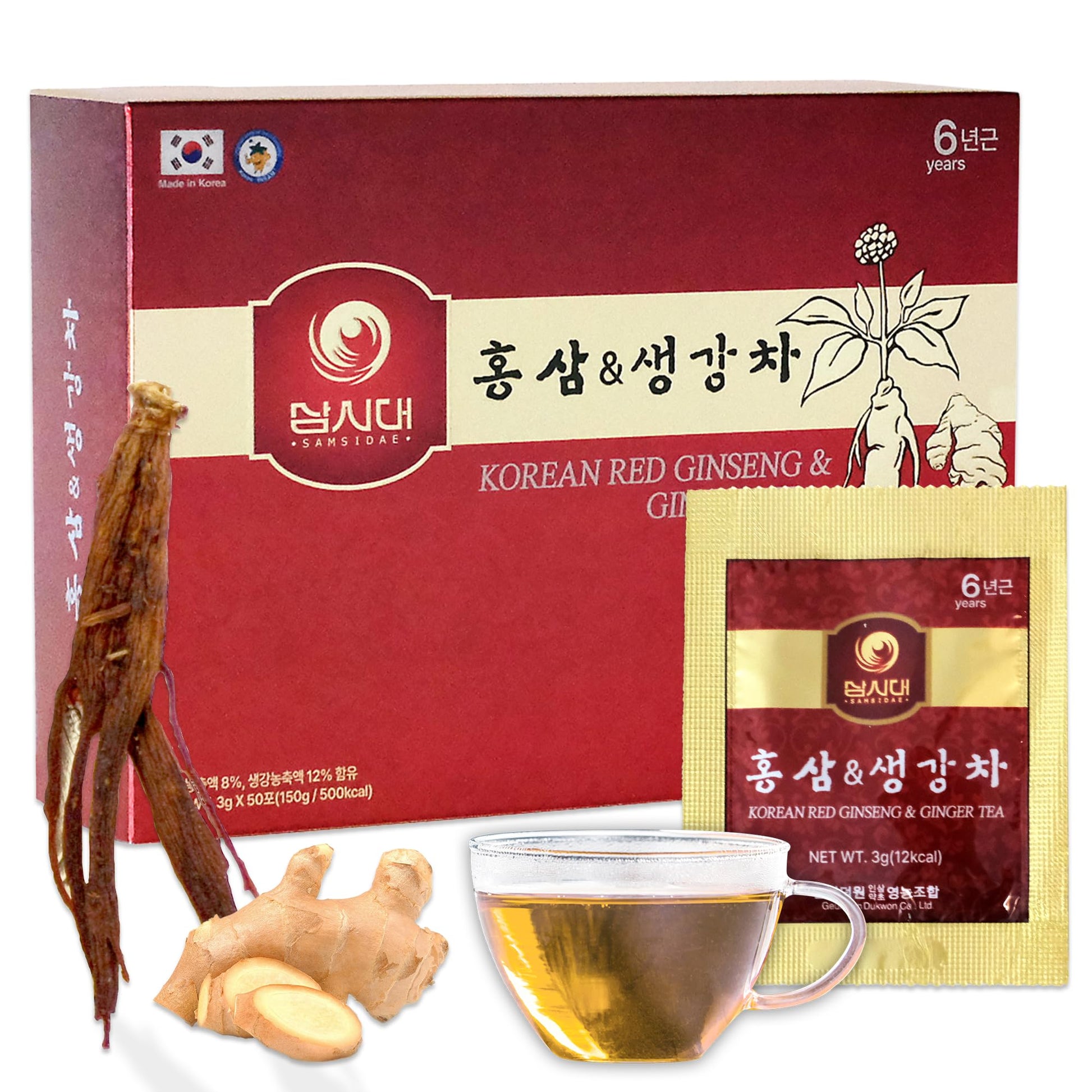 SAMSIDAE Korean Red Ginseng with Ginger Tea Powder 5.29 Ounce