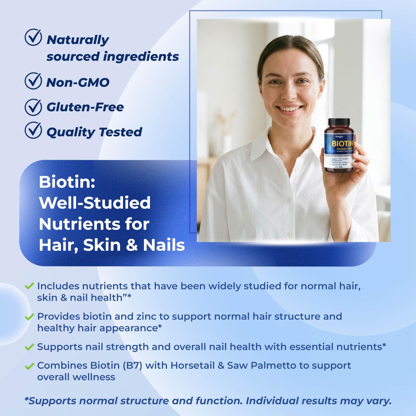 SOTALIX SUPPLEMENT Biotin with Collagen + Keratin Horsetail + Saw Palmetto, 180 Capsules