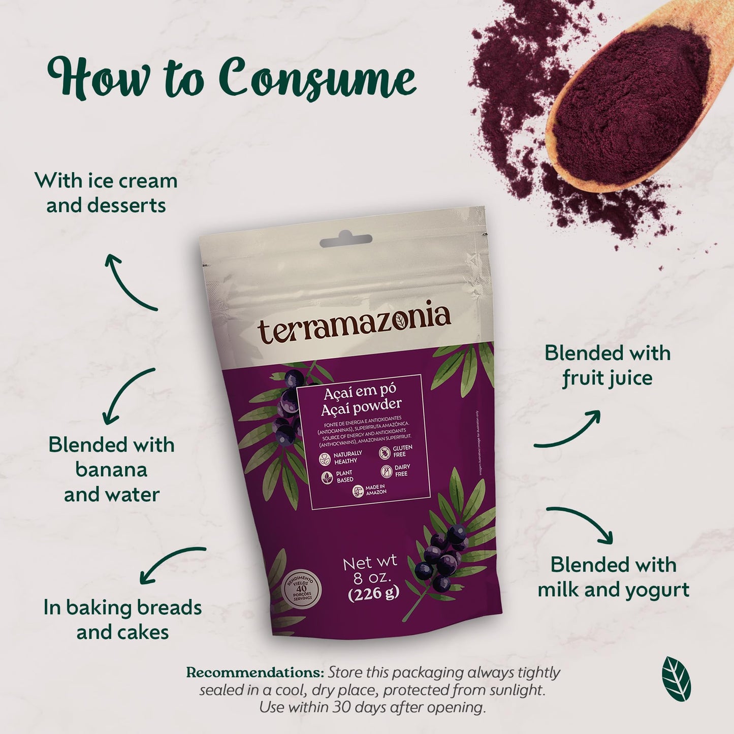 Terramazonia Açaí Powder Superfood Powder, 8 oz