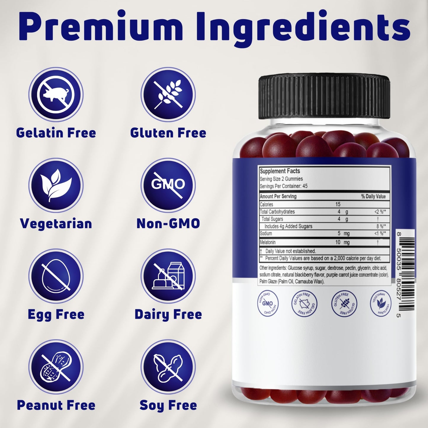 NUELATION Melatonin 10 mg Gummies for Adults, 90 Count