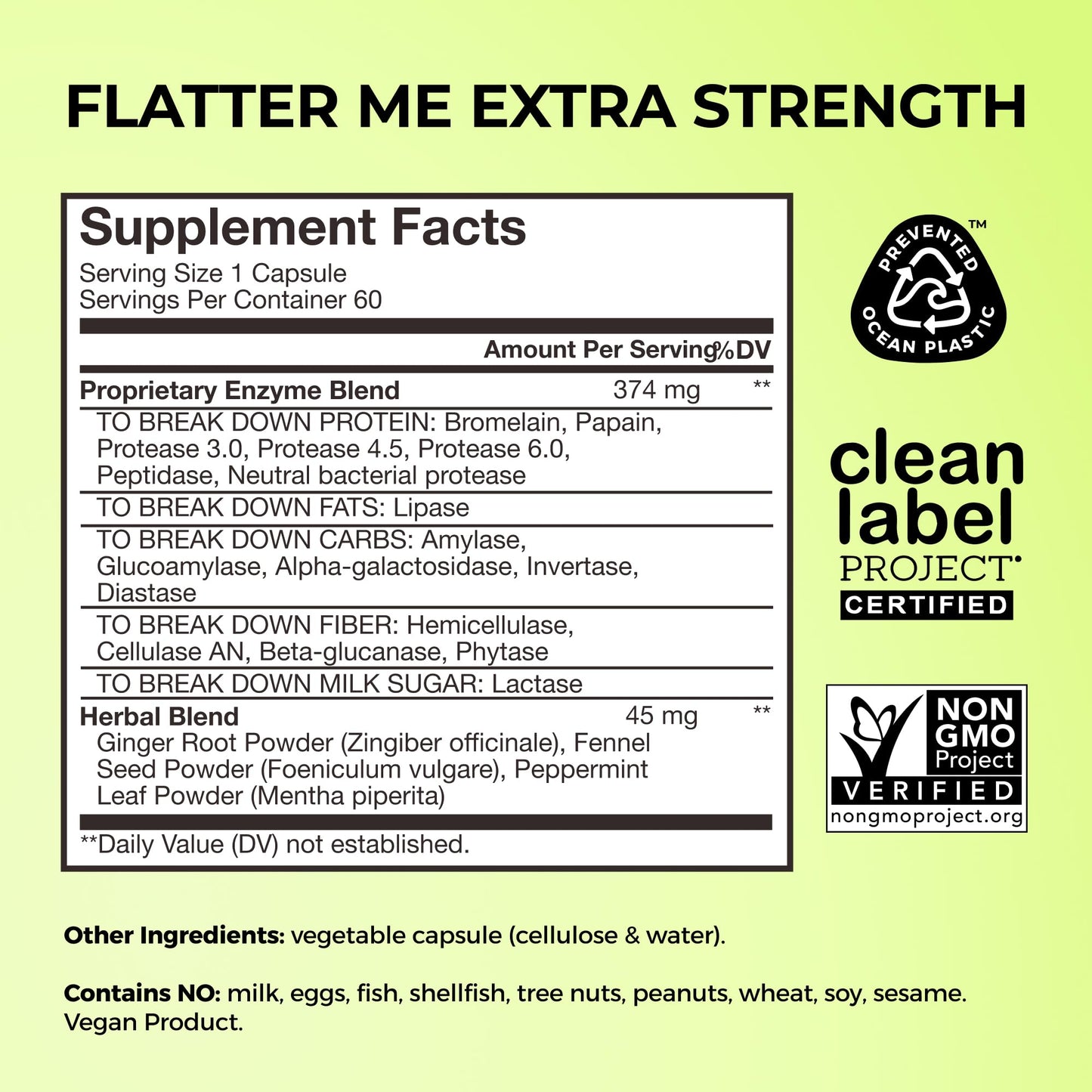 HUM Flatter Me Extra Strength Digestive Enzymes 60 Capsules