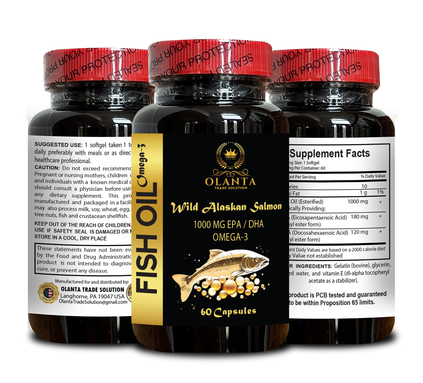 OLANTA TRADE SOLUTION Wild Alaskan Salmon Oil Softgels, 60 Count