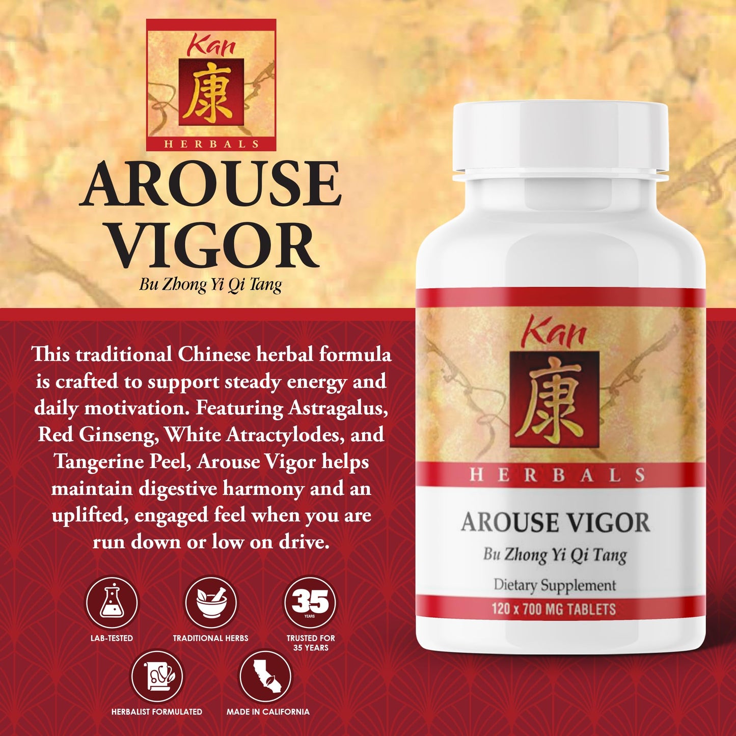 Kan Herbals Arouse Vigor Traditional Herbal Formula Tablets, 120 Tablets