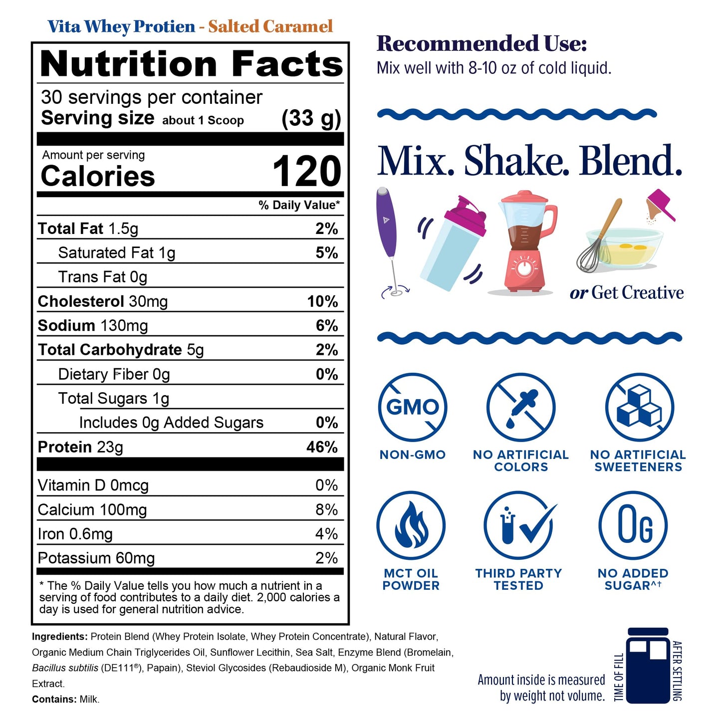 Vitauthority Whey Protein Powder for Women - Whey Isolate with Probiotics & Enzymes, Salted Caramel, 2.2 lb (35.2 oz)