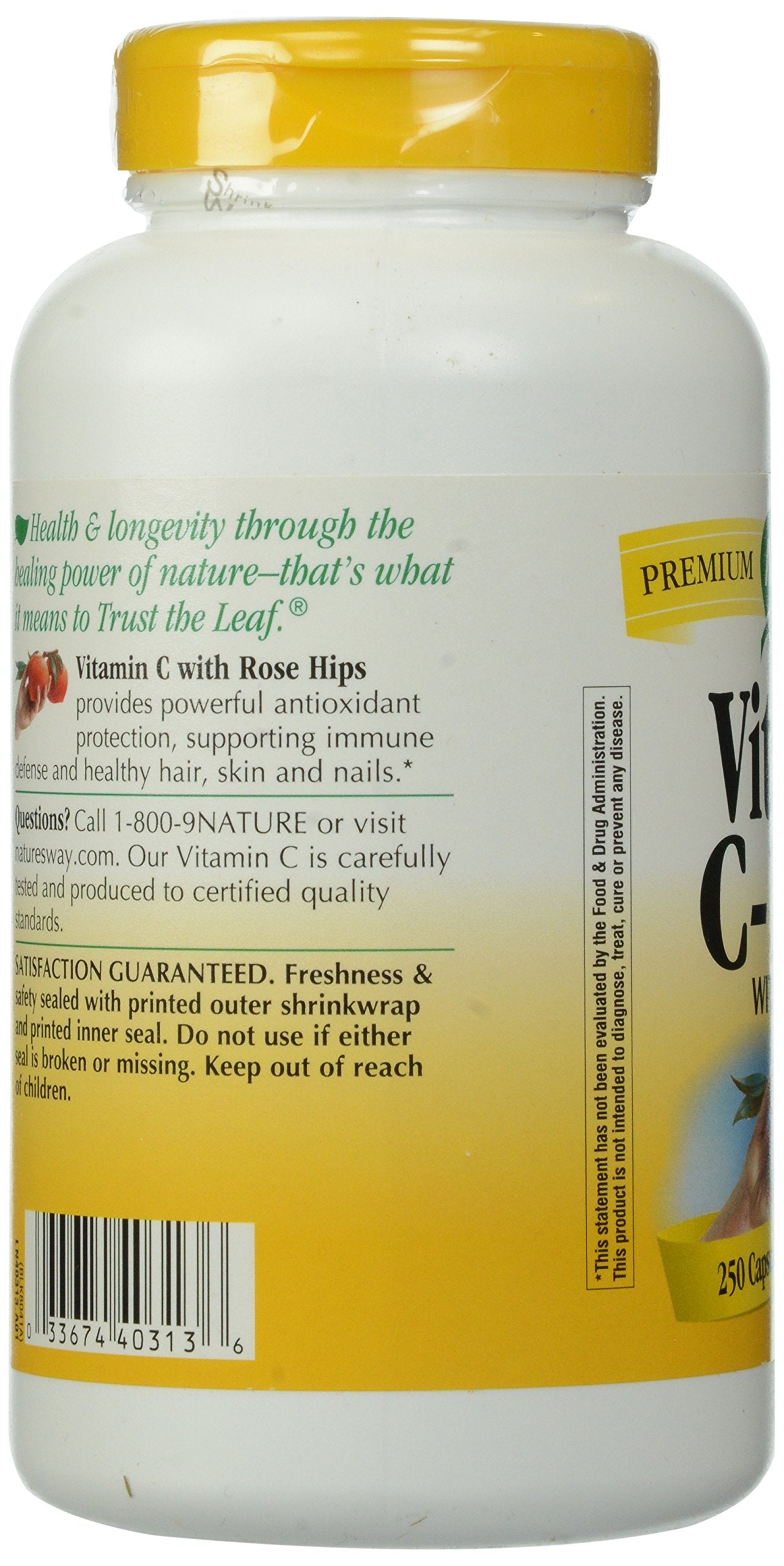 Nature's Way Vitamin C 1000 with Rose Hips Capsules, 250 Count