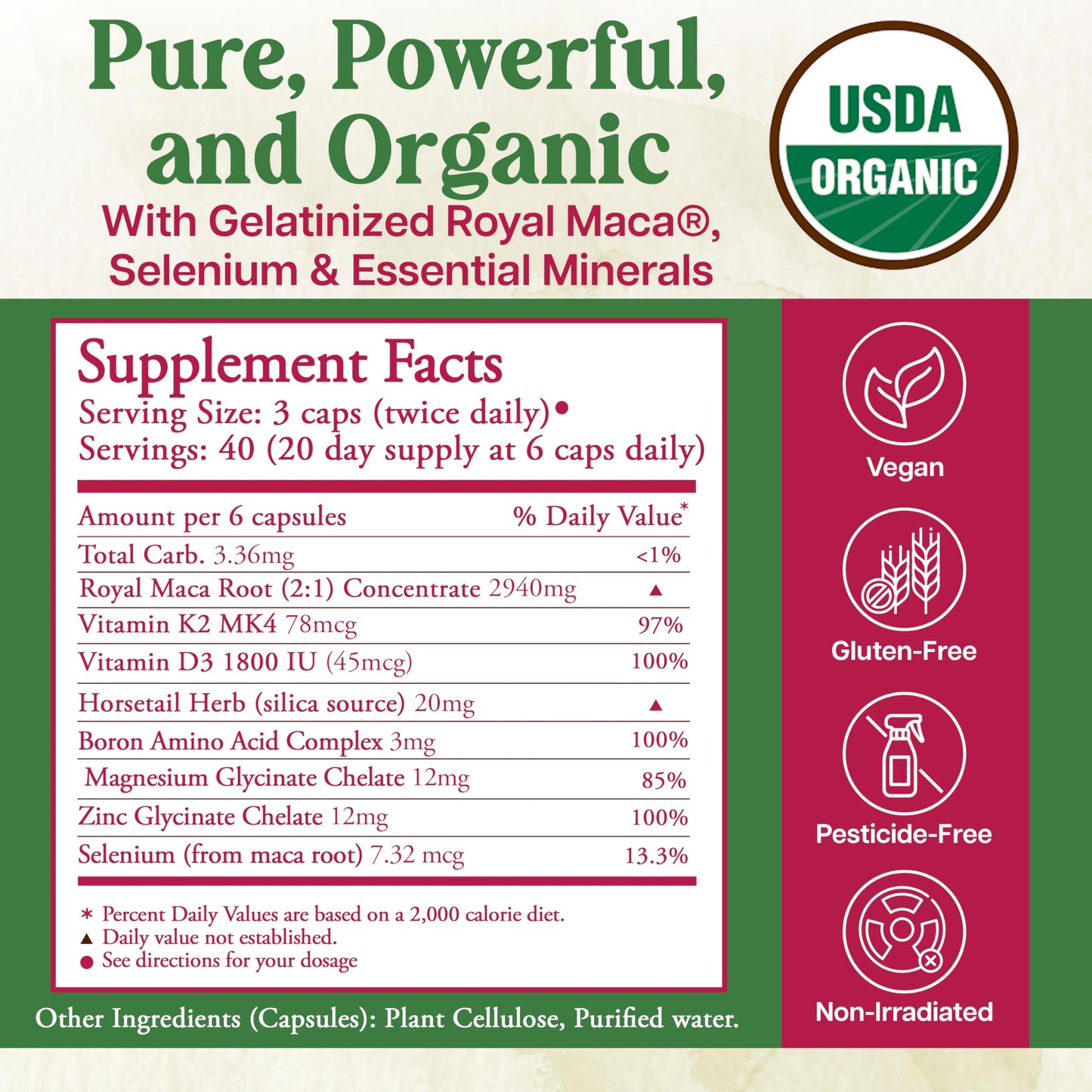 Whole World Botanicals Royal Maca Bone Support Capsules 90 Count