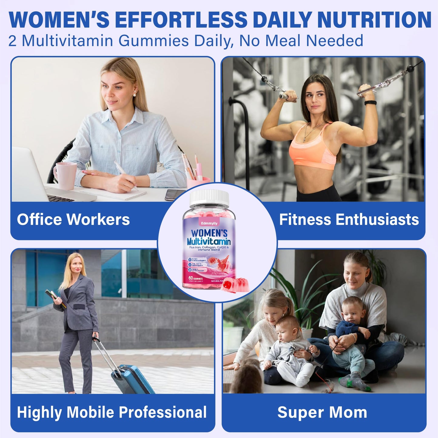 Edmmyliy Multivitamin for Women Gummy Vitamins, 120 Gummies