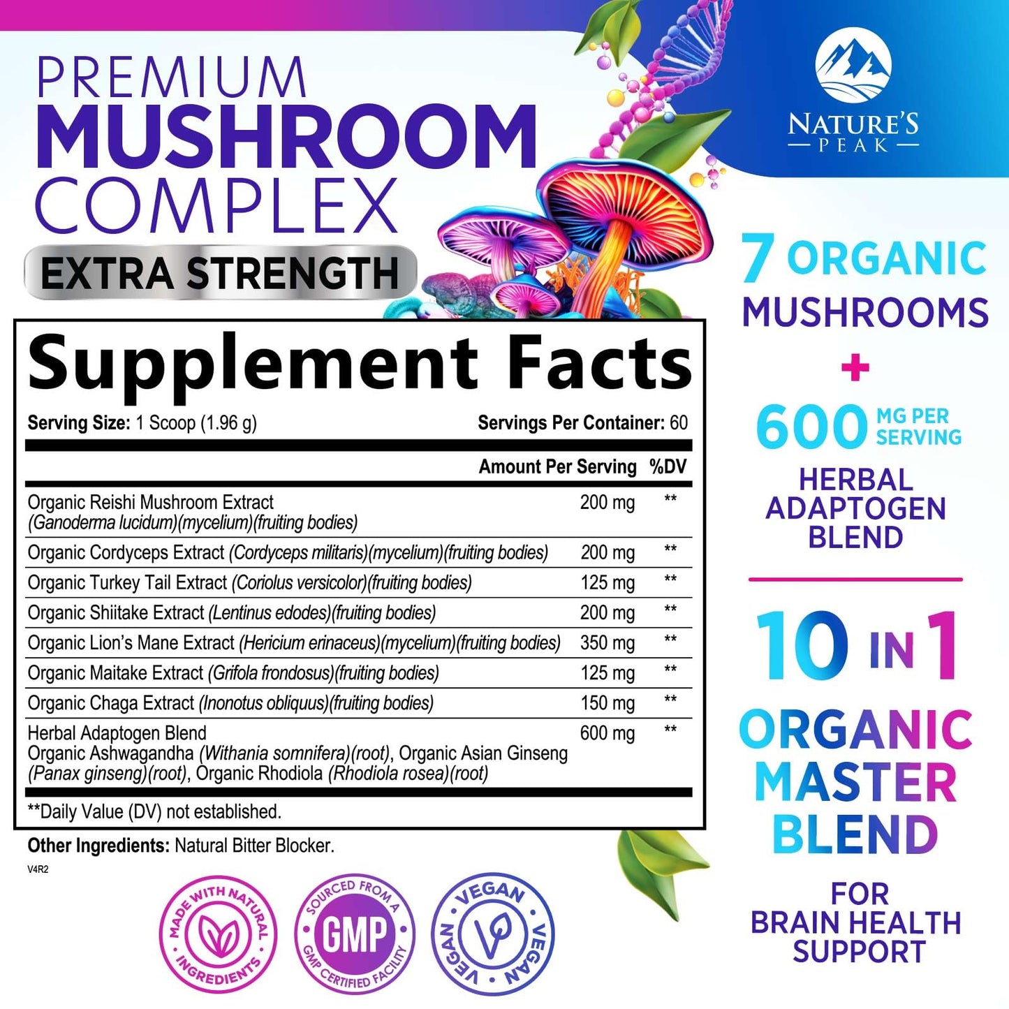 Nature's Peak Mushroom Powder Supplement Powder 4.6562