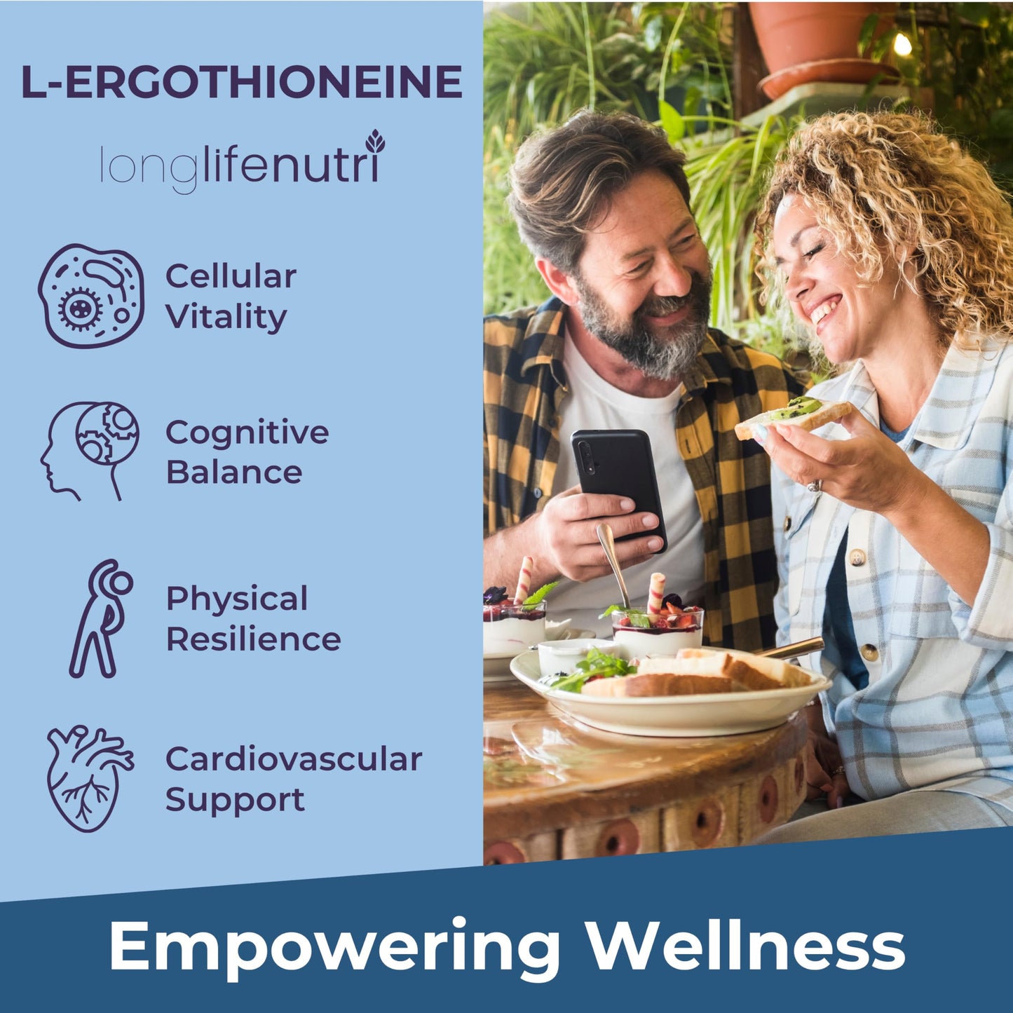 LongLifeNutri L-Ergothioneine 25mg Capsules, 120 Count