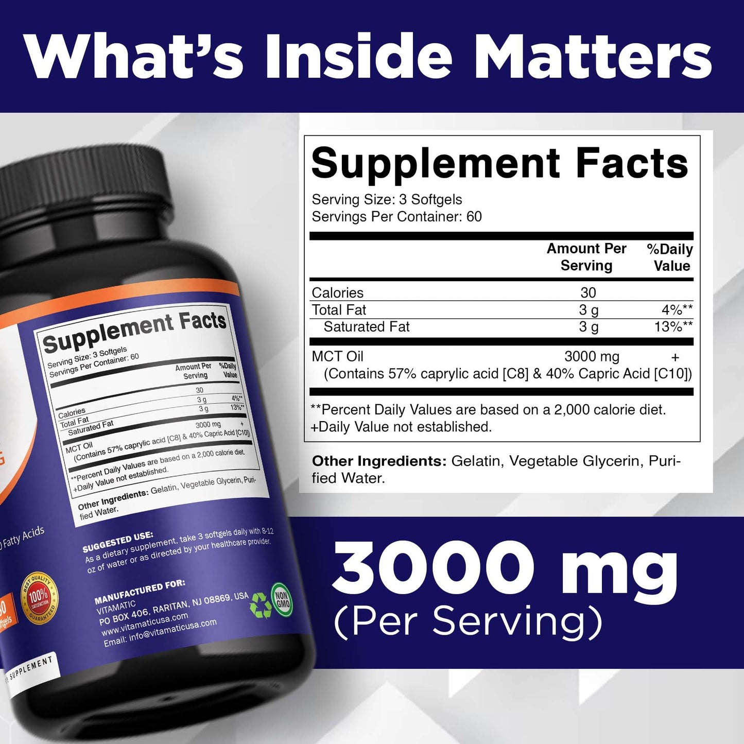 Vitamatic MCT Oil Softgels, 180 Count